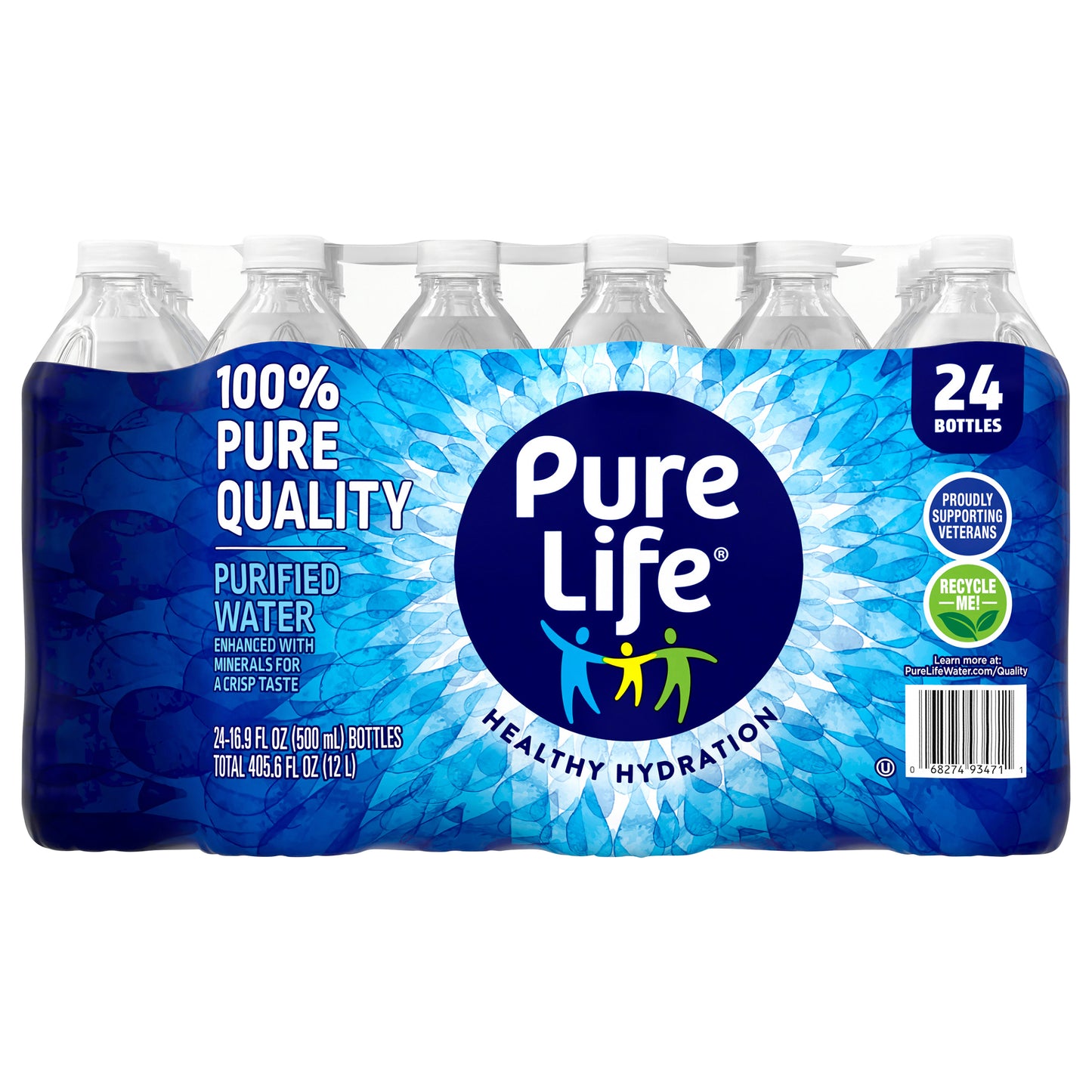 Pure Life Purified Water, 16.9 Fl Oz / 500 mL, Plastic Bottled Water (24 Pack)