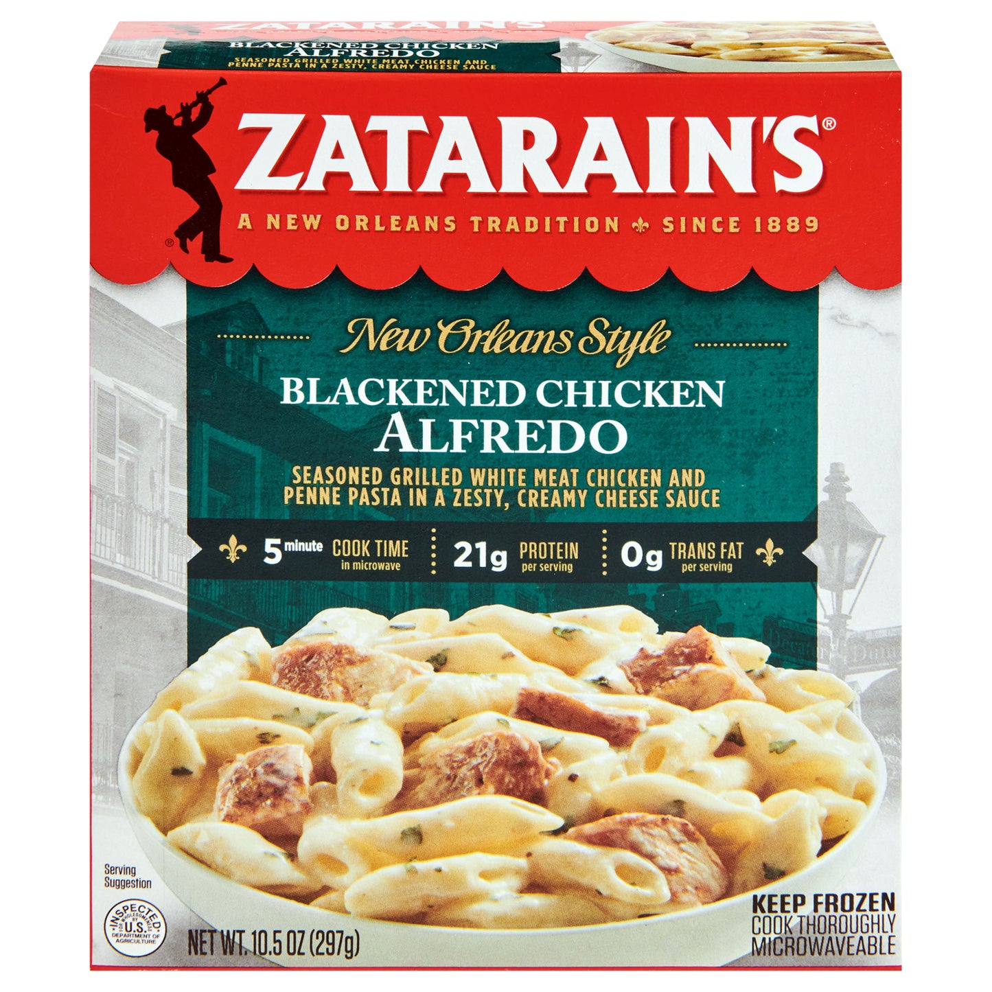 Zatarain's Frozen Meal - Blackened Chicken Alfredo, 10.5 oz