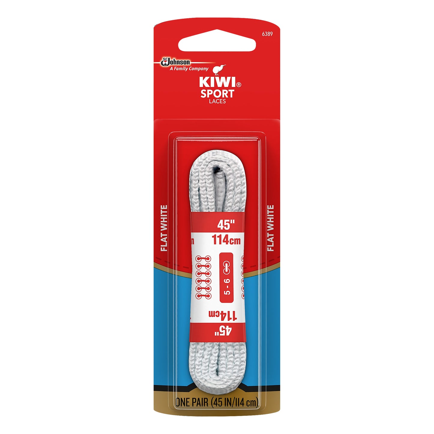 Kiwi 45 Inch Flat White Sport Laces 1 ea