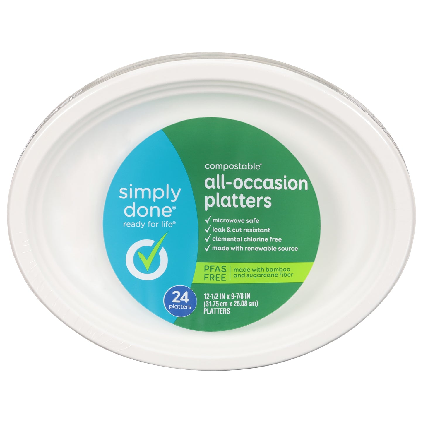 Simply Done Compostable All-Occasion Platters 24 ea