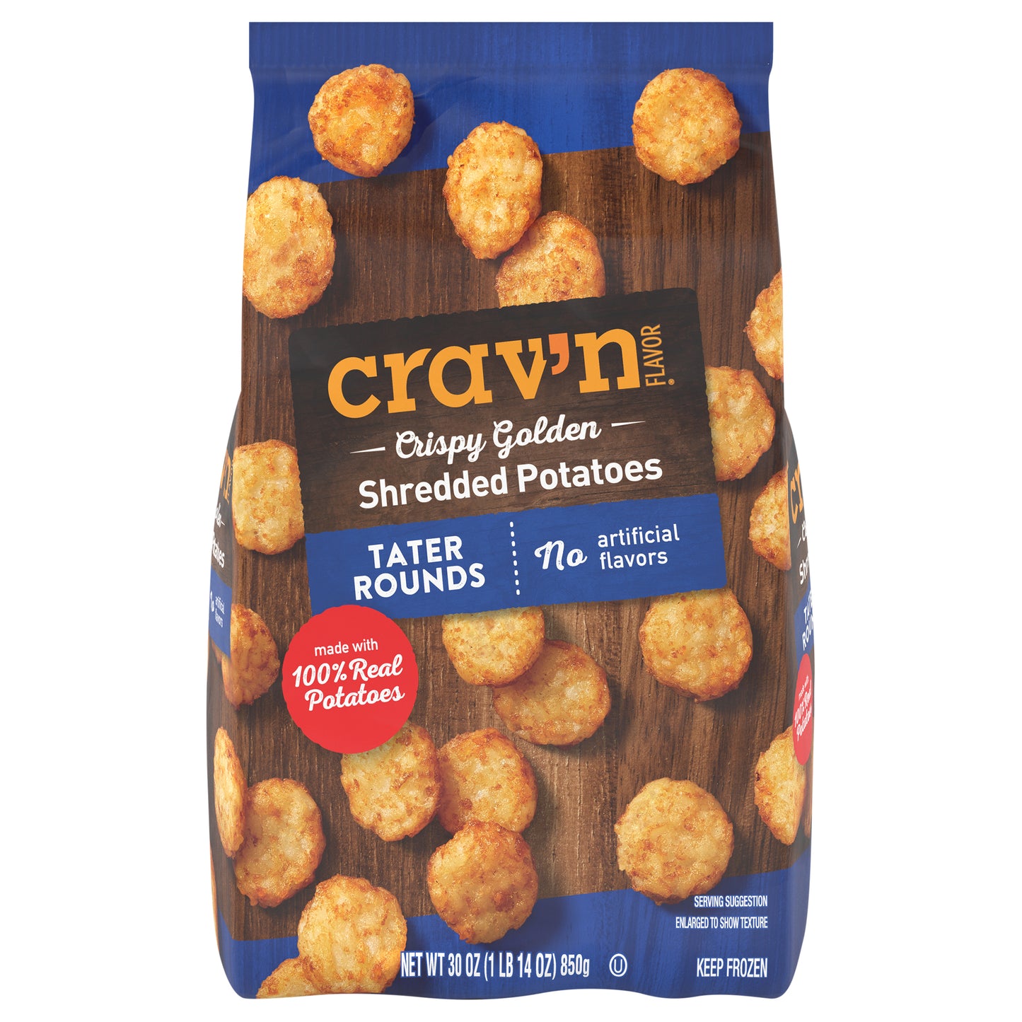 Crav'n Flavor Tater Rounds Crispy Golden Shredded Potatoes 30 oz