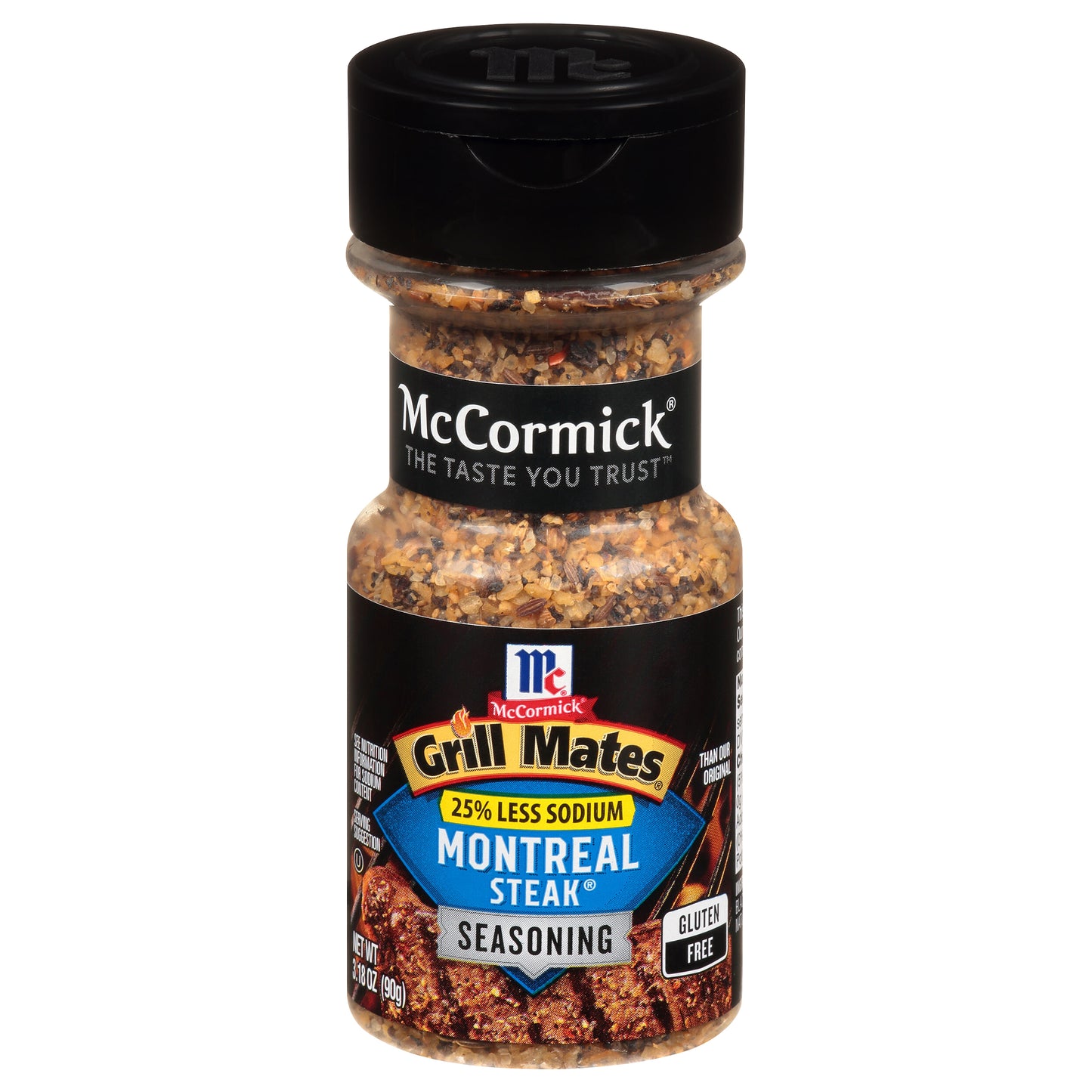McCormick Grill Mates 25% Less Sodium Montreal Steak Seasoning, 3.18 oz
