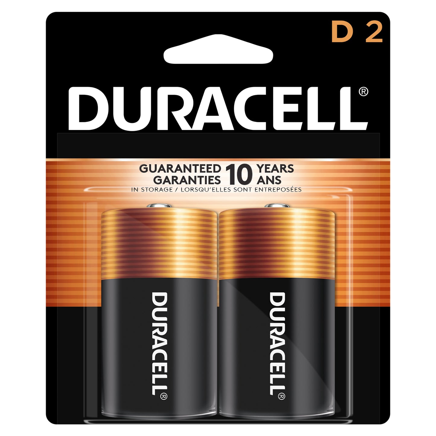 Duracell Coppertop D Alkaline Batteries, 2/Pack