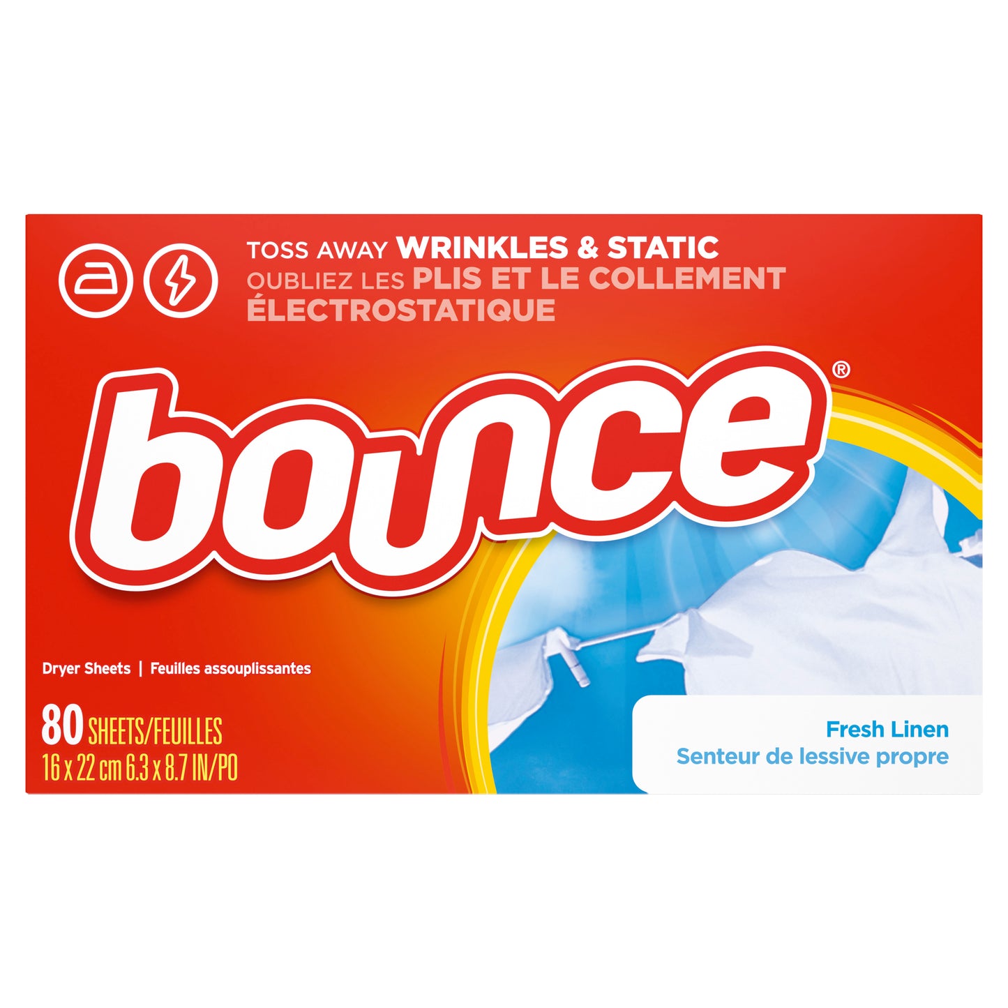 Bounce Fabric Softener Dryer Sheets, Fresh Linen, 80 count