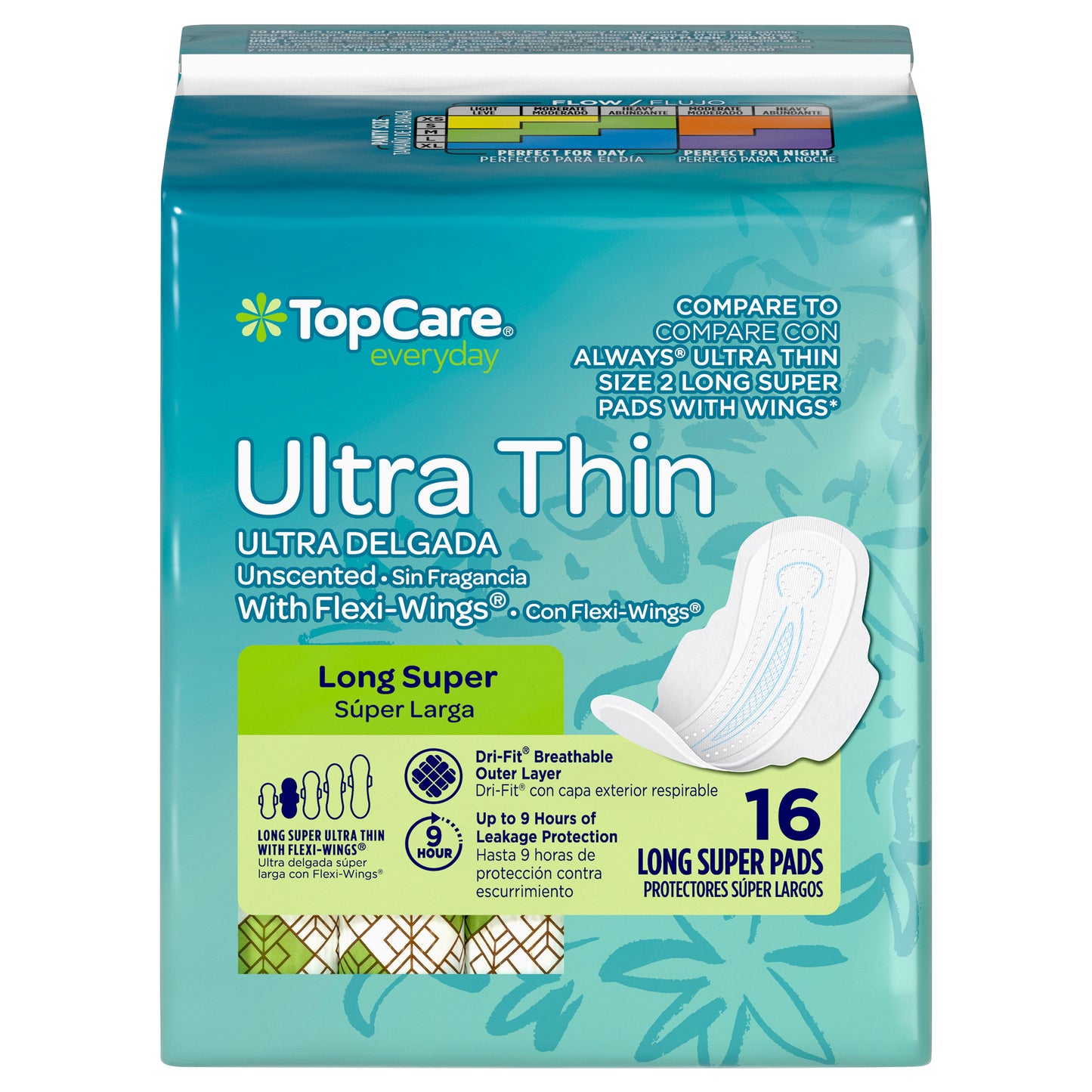 TopCare Everyday Long Super Ultra Thin Unscented Pads with Flexi-Wings 16 ea
