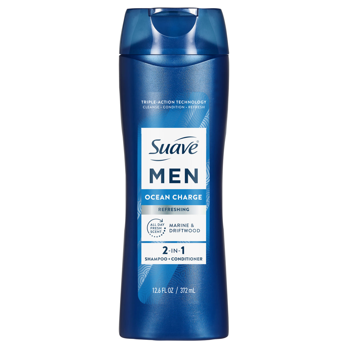 Suave Men Ocean Charge 2-in-1 Refreshing Shampoo & Conditioner with Pro Vitamin B5, 12.6 FL OZ
