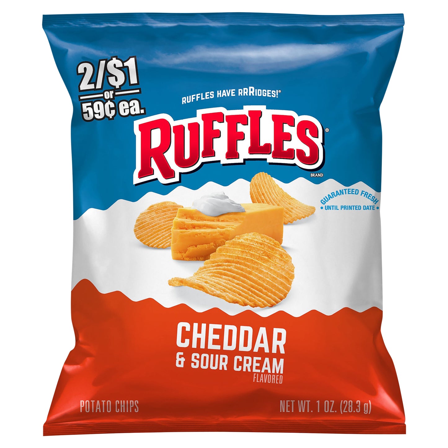 Ruffles Potato Chips Cheddar & Sour Cream Flavored 1 Oz