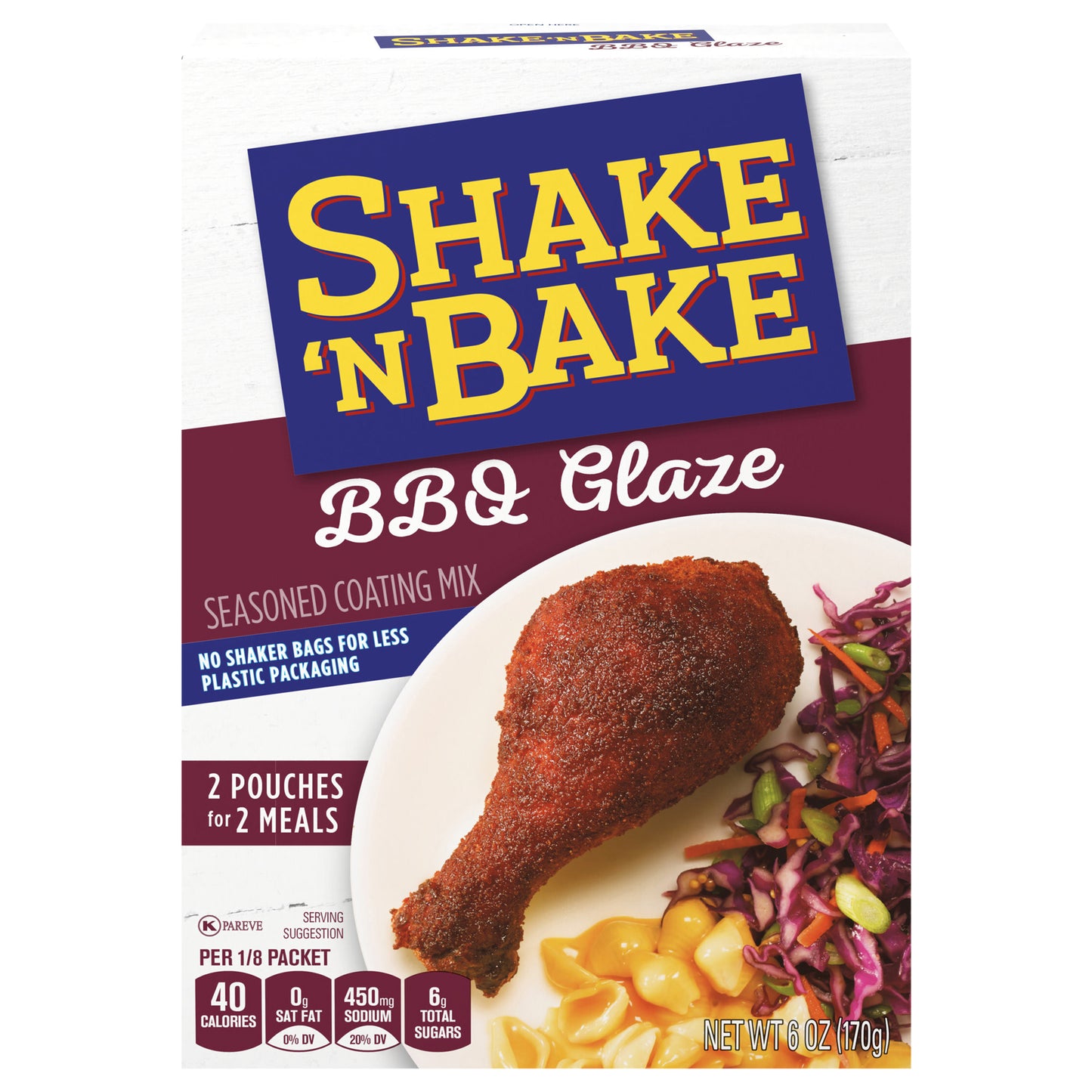 Shake 'N Bake BBQ Glaze Seasoned Coating Mix, 6 oz Box, 2 ct Packets