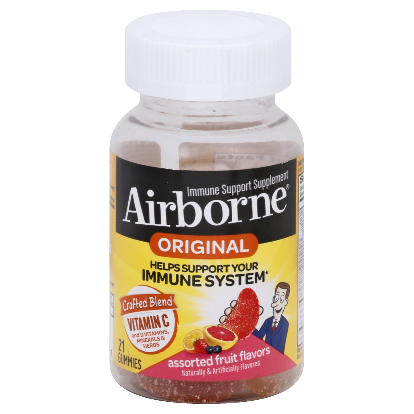 Airborne Original Gummies Assorted Fruit Flavors Immune Support Supplement 21 ea