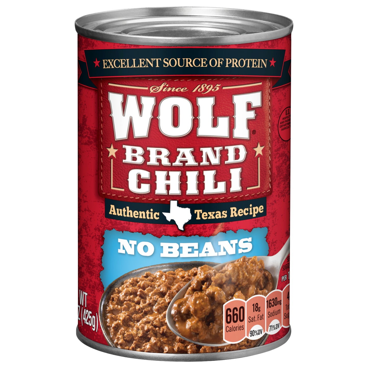 WOLF BRAND Chili No Beans, Chili Without Beans, 15 oz.