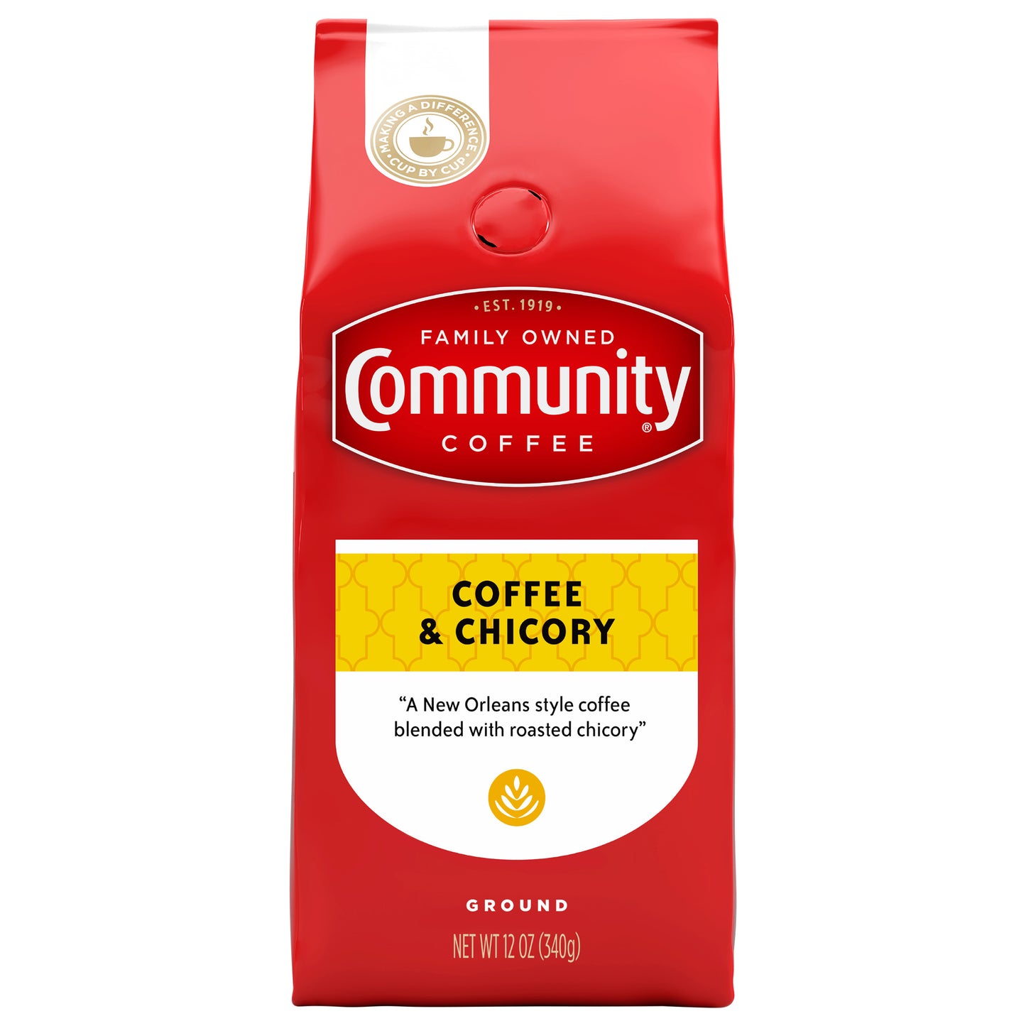 Community Coffee Coffee and Chicory Medium-Dark Roast Ground 12 oz Gable Top