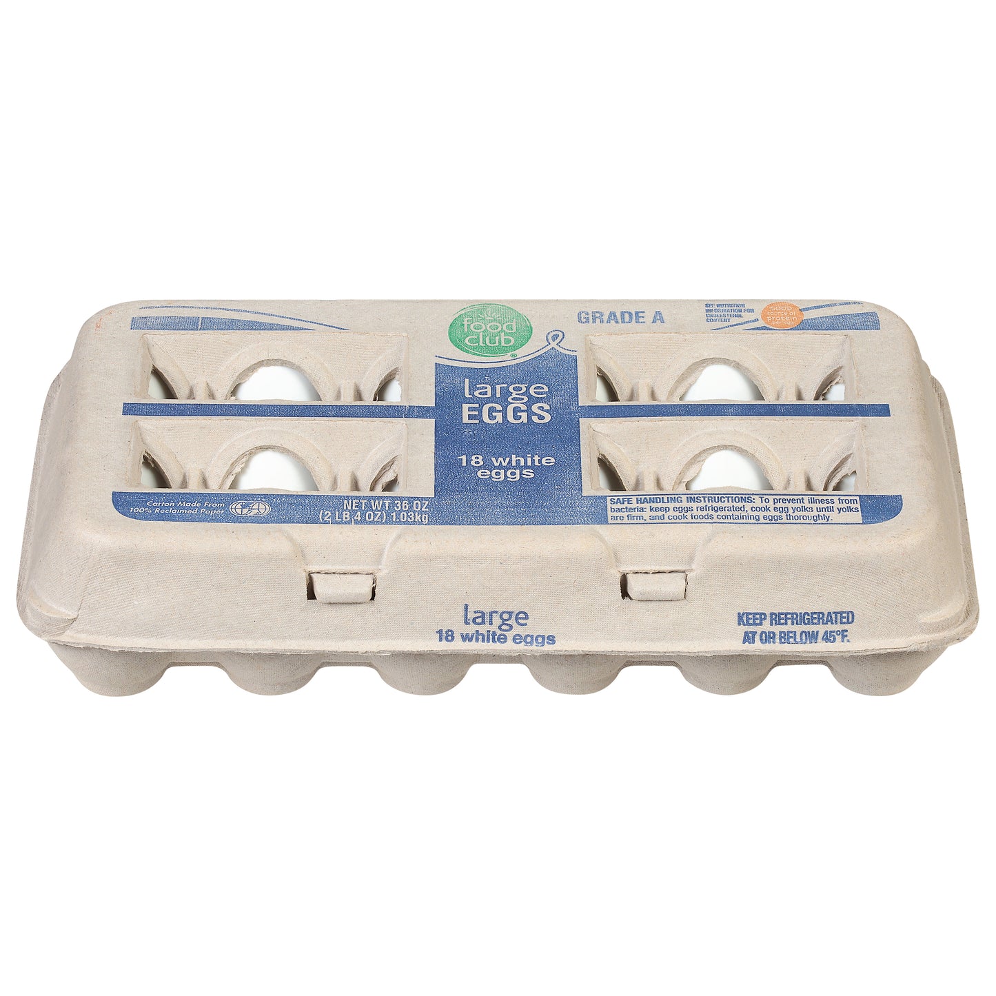 Food Club Large White Eggs 18 ea