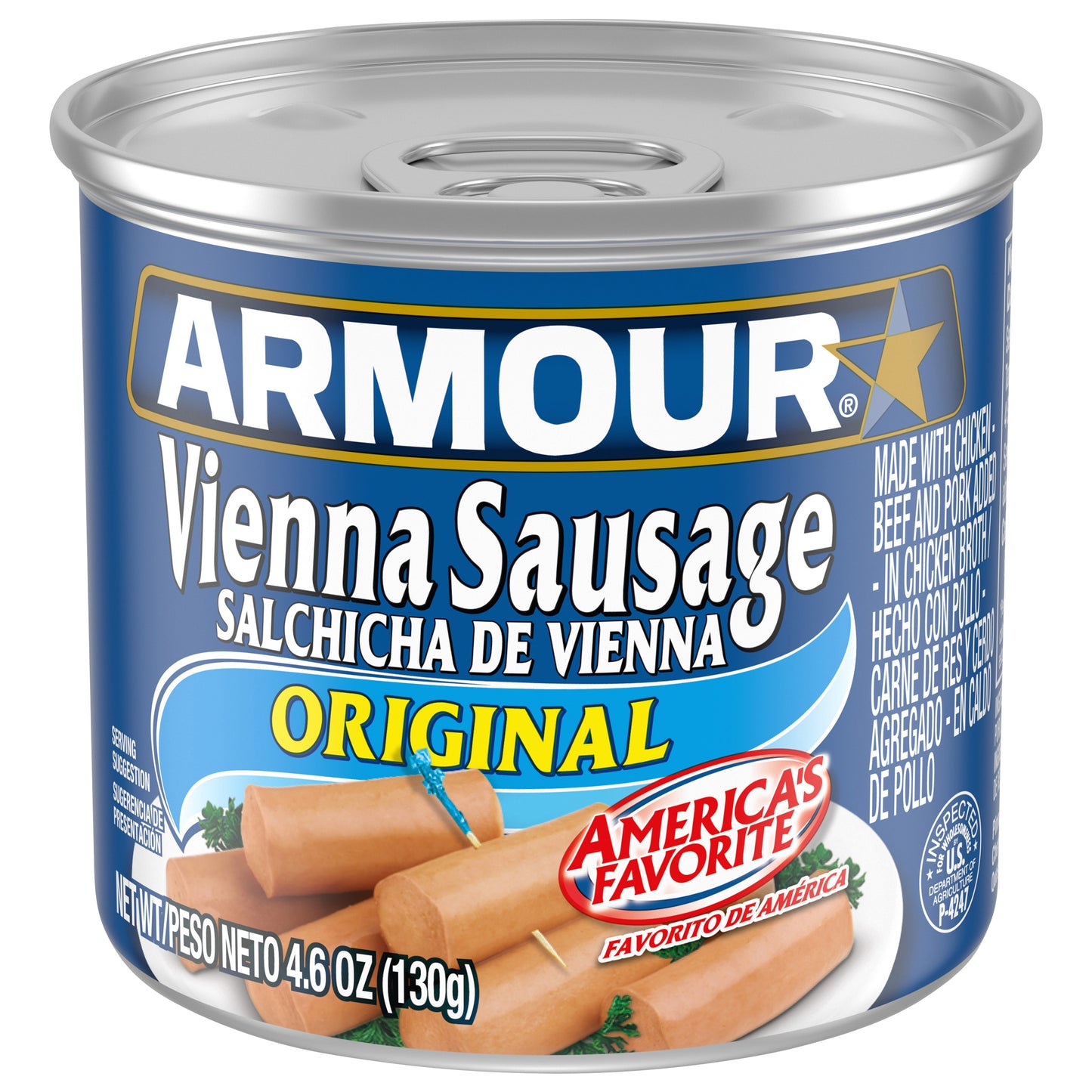 Armour Star Vienna Sausage, Original Flavor, Canned Sausage, 4.6 OZ
