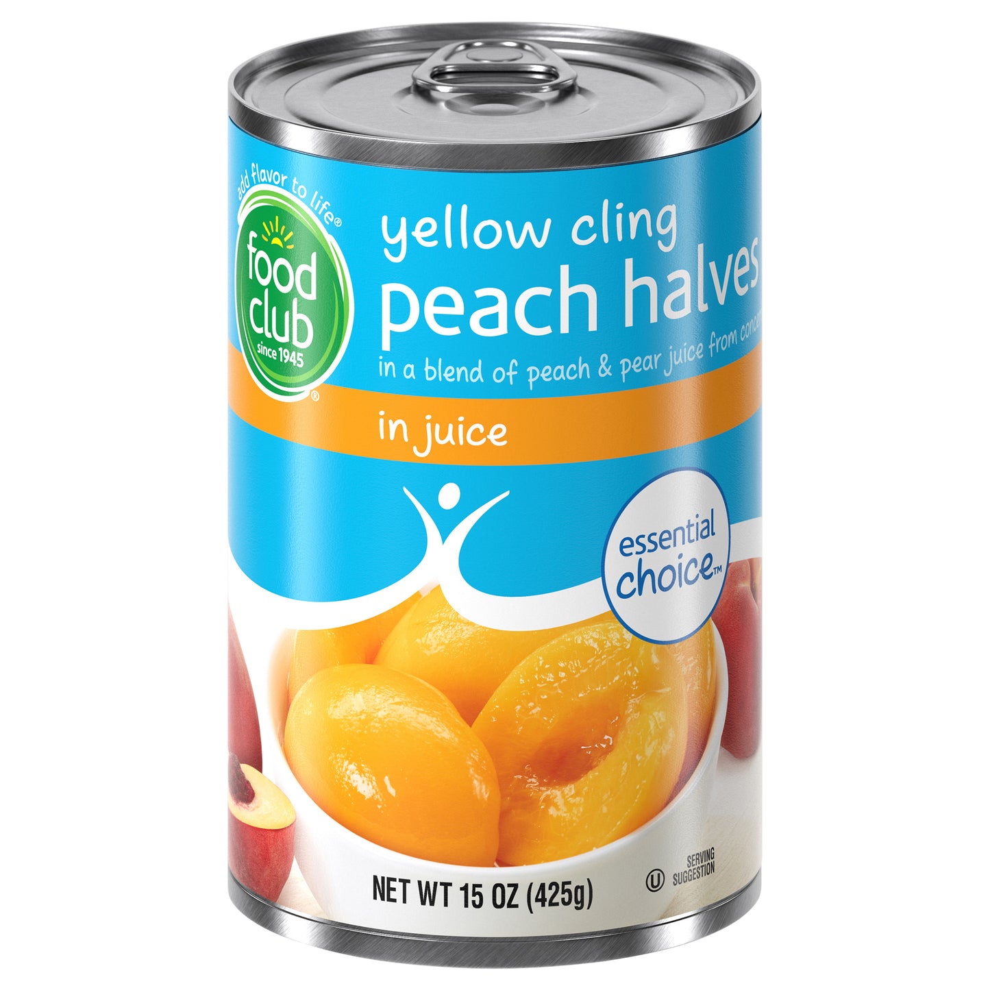 Food Club Essential Choice Yellow Cling Peach Halves in Juice 15 oz