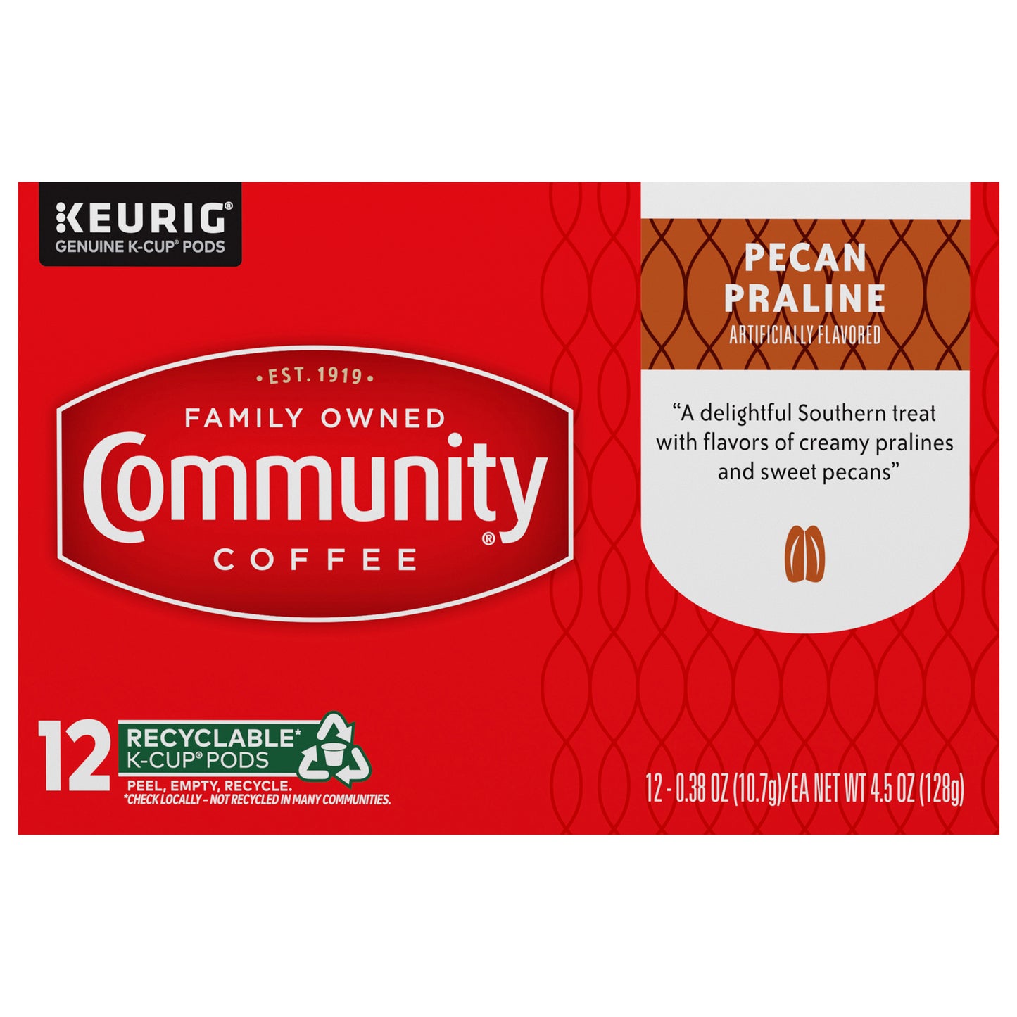 Community Coffee Pecan Praline Medium Roast Single Serve 12 ct Box