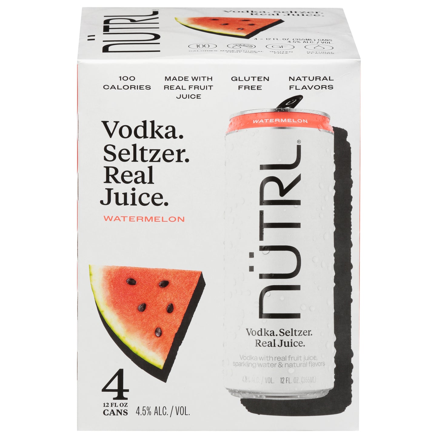 Nutrl Real Juice Watermelon Vodka Seltzer 4 - 12 fl oz Cans