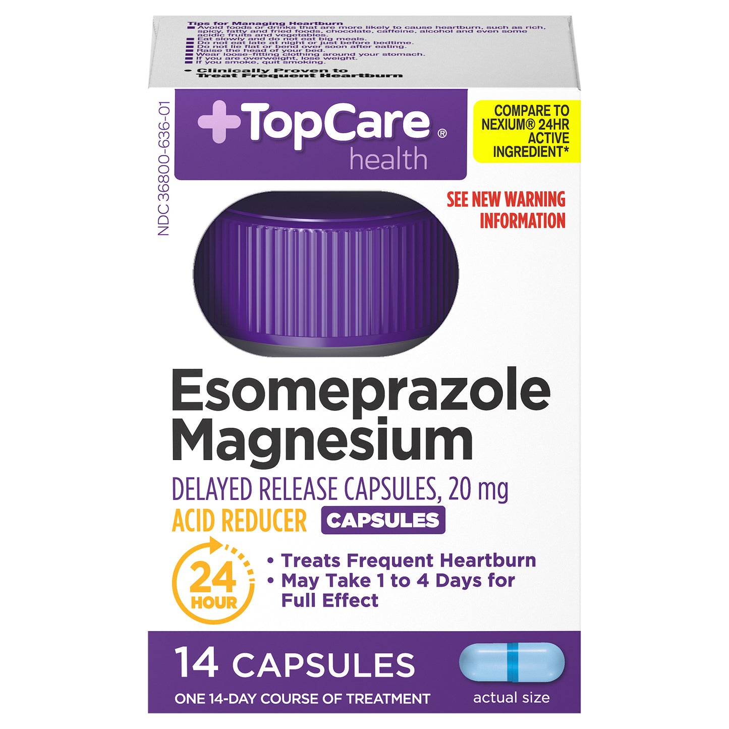 TopCare Health 20 mg Esomeprazole Magnesium 14 Capsules