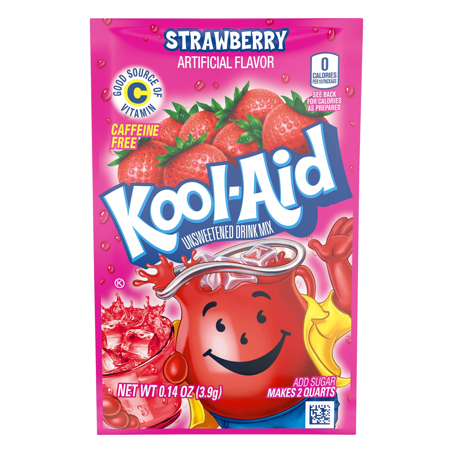 Kool-Aid Unsweetened Strawberry Artificially Flavored Powdered Soft Drink Mix, 0.14 oz Packet