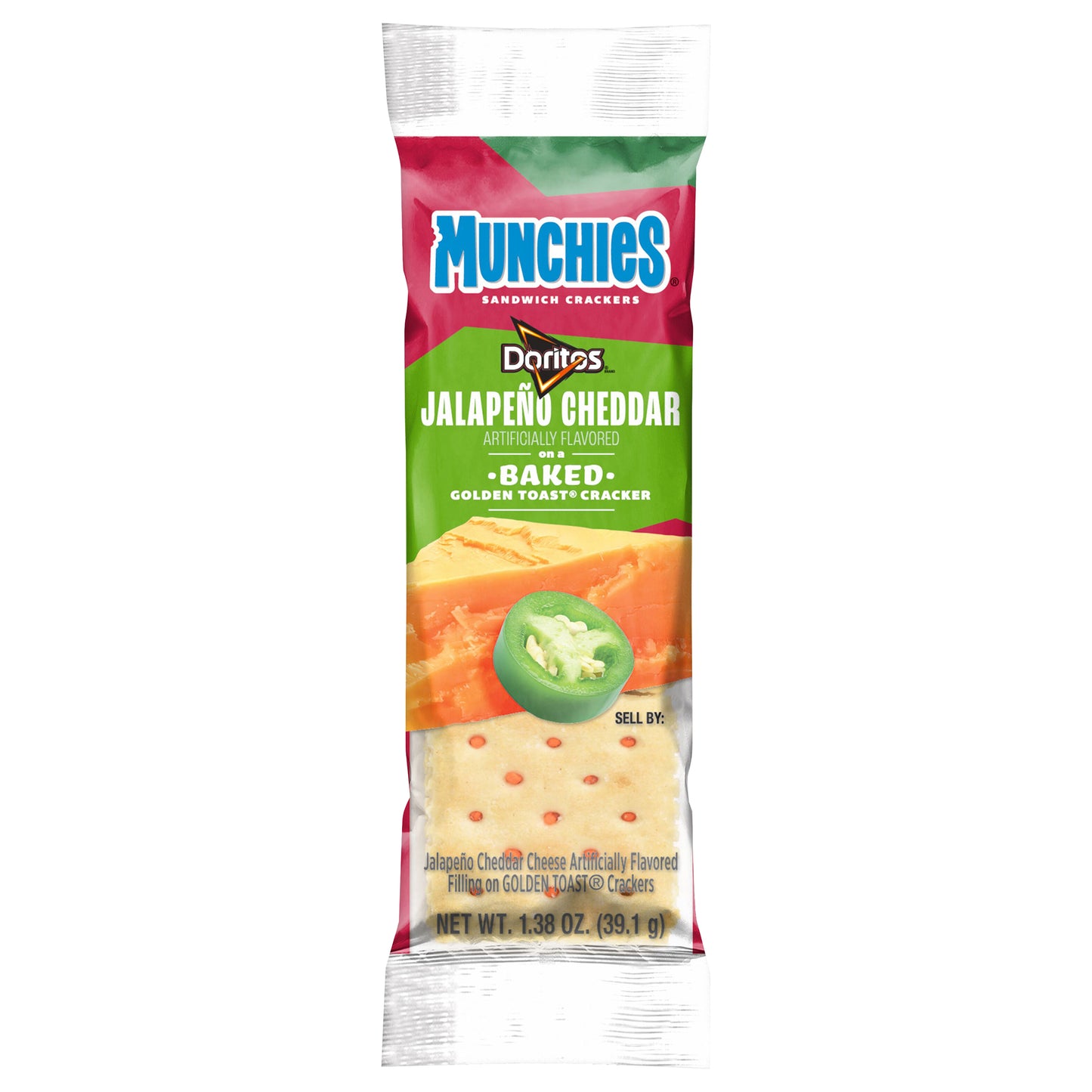 Munchies Doritos Sandwich Crackers Jalapeno Cheddar Cheese Artificially Flavored 1.38 Oz