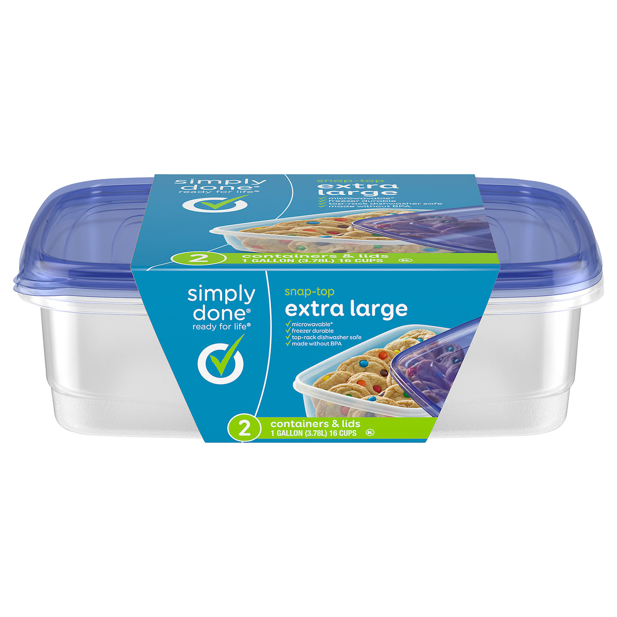 Simply Done Snap-Top Extra Large Containers & Lids 2 Sets