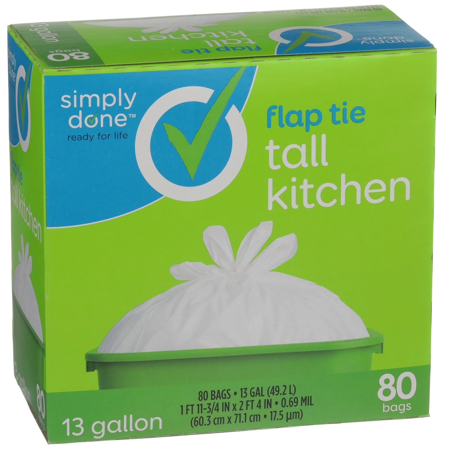 Flap Tie Tall Kitchen Bags - flap tie all kitchen 13 gallon 80 bags