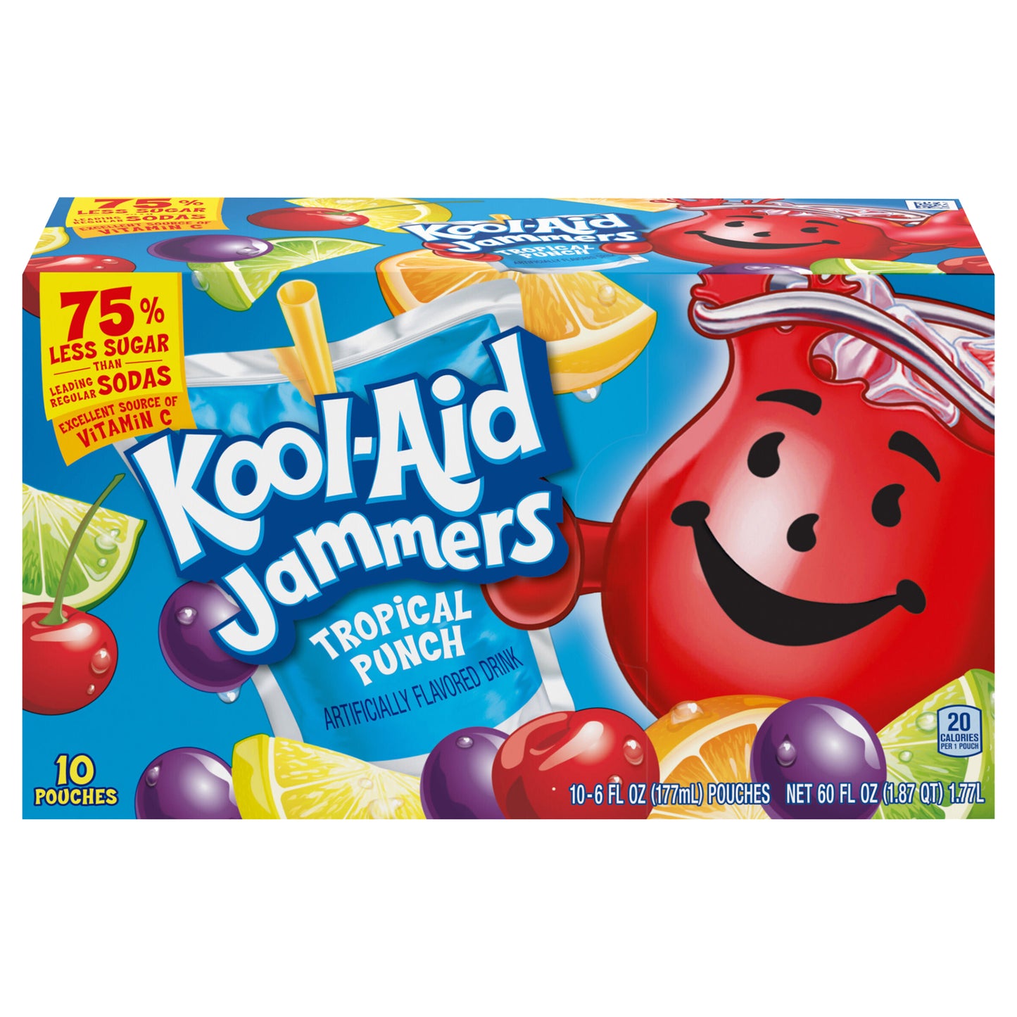 Kool-Aid Jammers Tropical Punch Flavored 0% Juice Drink, 10 ct Box, 6 fl oz Pouches