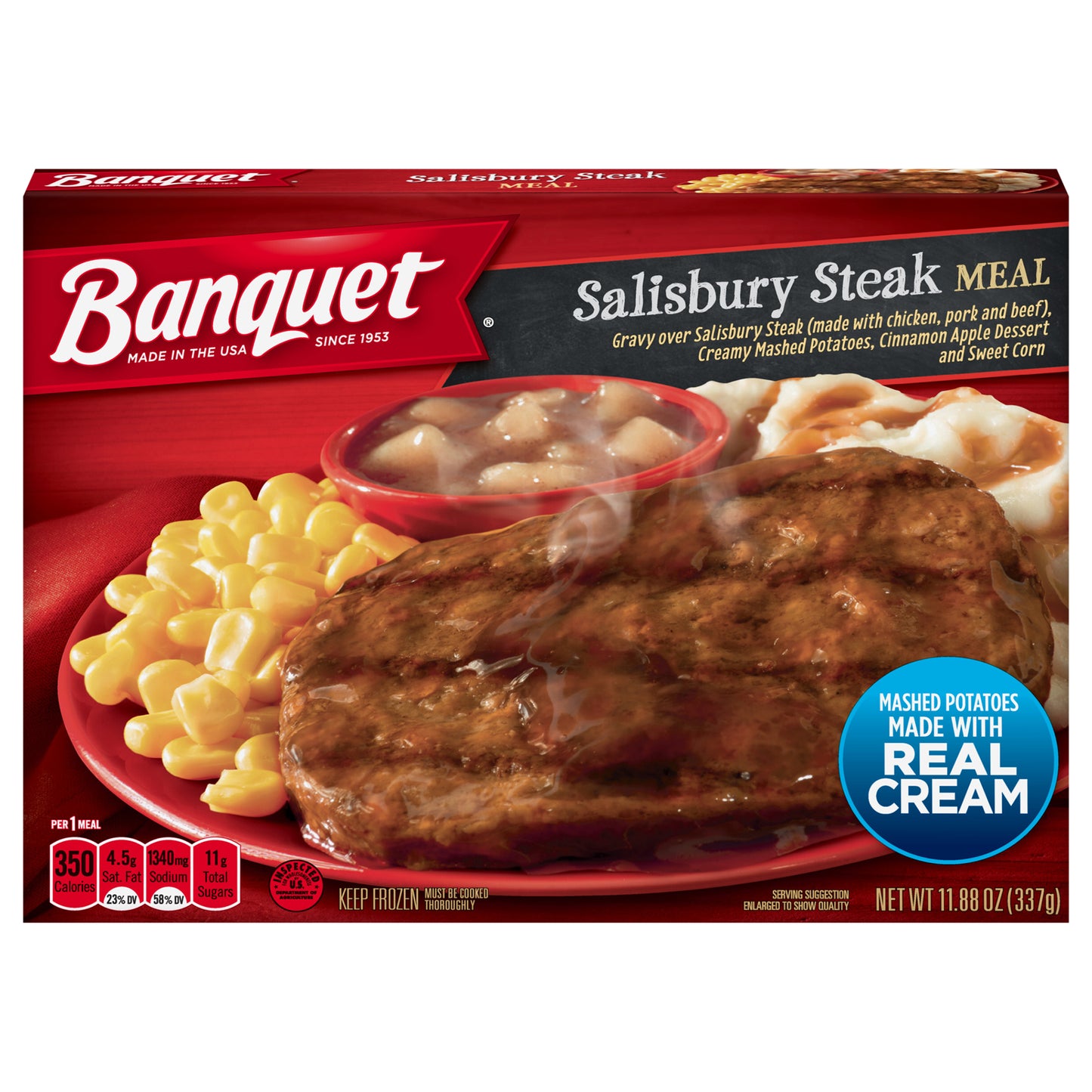 Banquet Classic Salisbury Steak Frozen Single Serve Meal, 11.88 Ounce
