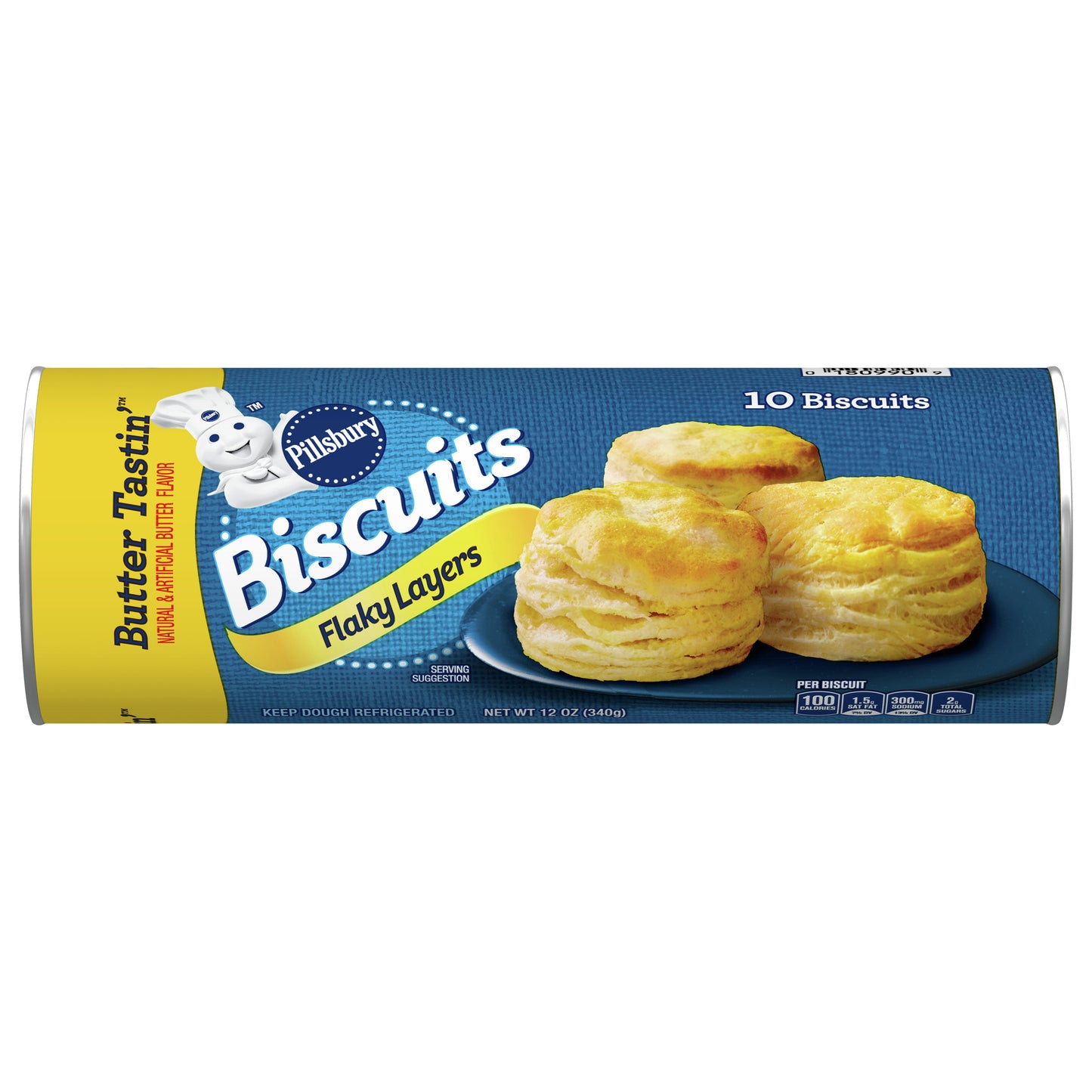 Pillsbury Flaky Layers Biscuits, Butter Tastin', 10 ct., 12 oz.