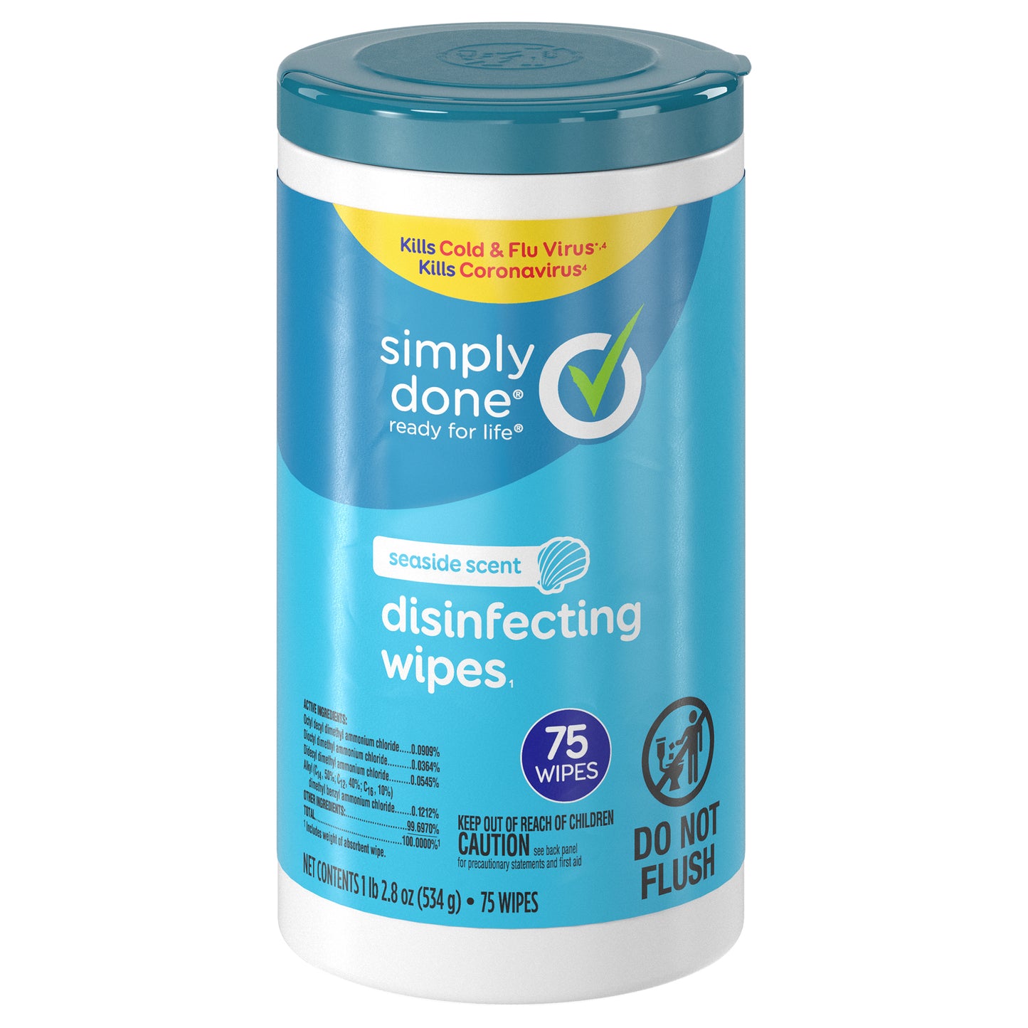 Simply Done Seaside Scent Disinfecting Wipes 75 ea