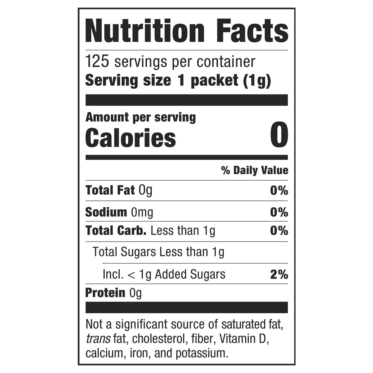 Stevia In The Raw Zero Calorie Sweetener 125 ea