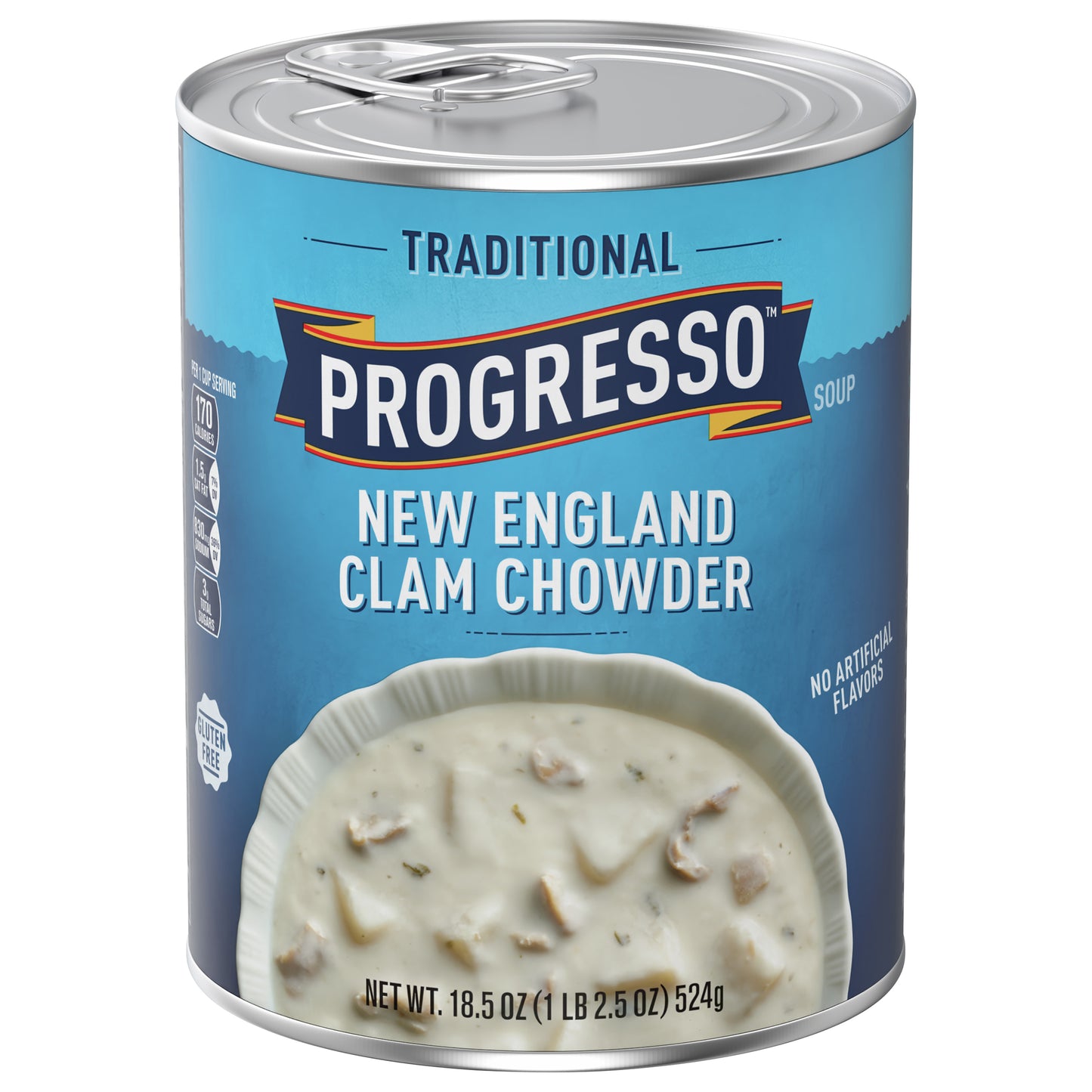 Progresso New England Clam Chowder Soup, Traditional Canned Soup, Gluten Free, 18.5 oz