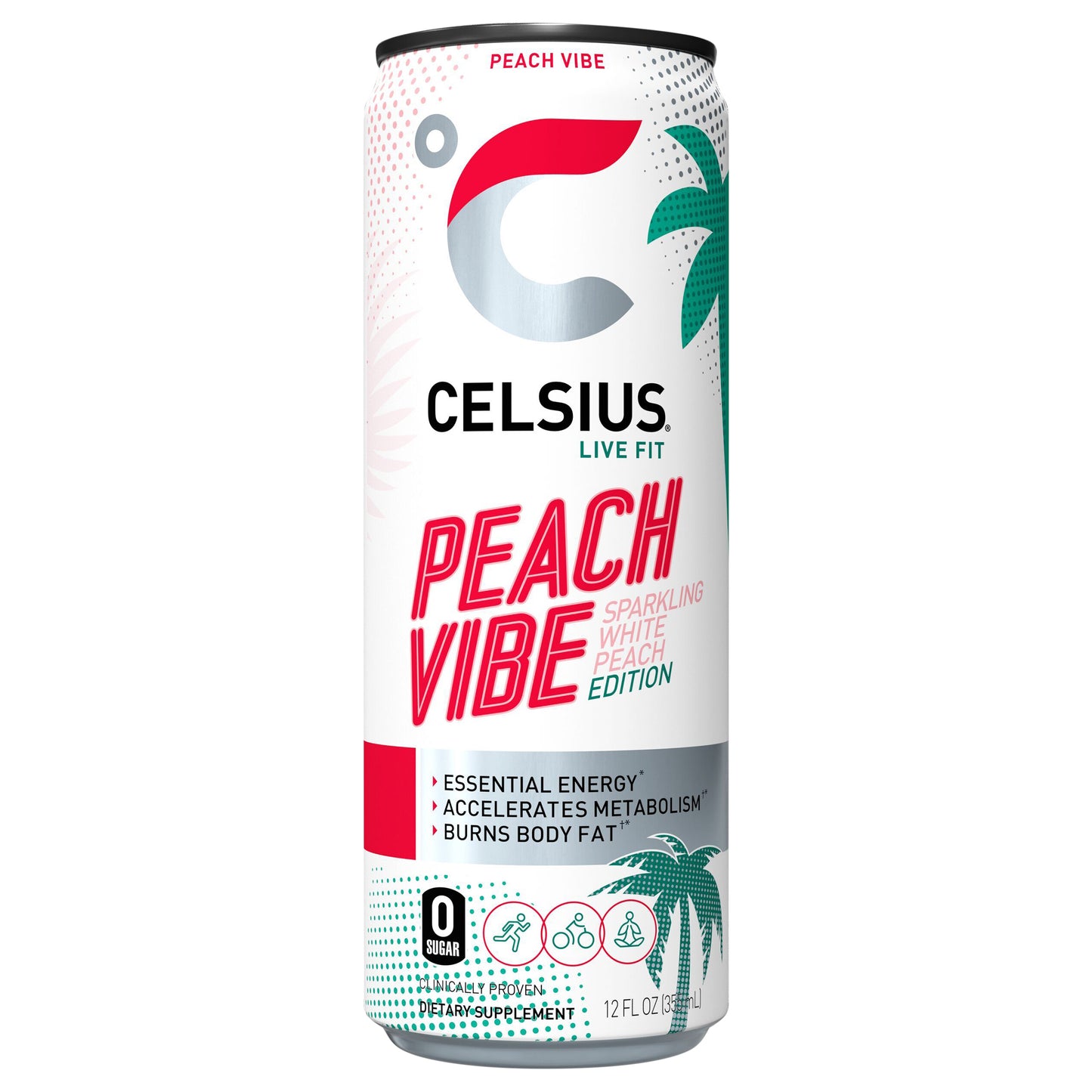 Celsius Energy Drink Sparkling Peach Vibe 12 Fl Oz