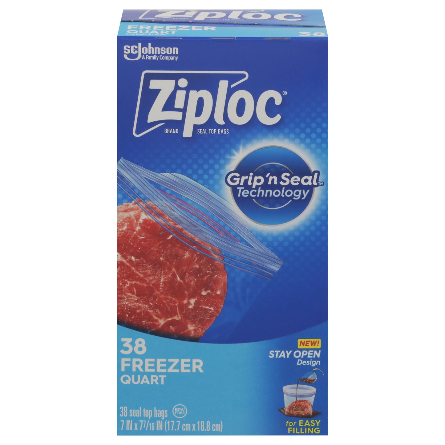 Ziploc Quart Freezer Seal Top Bags 38 ea