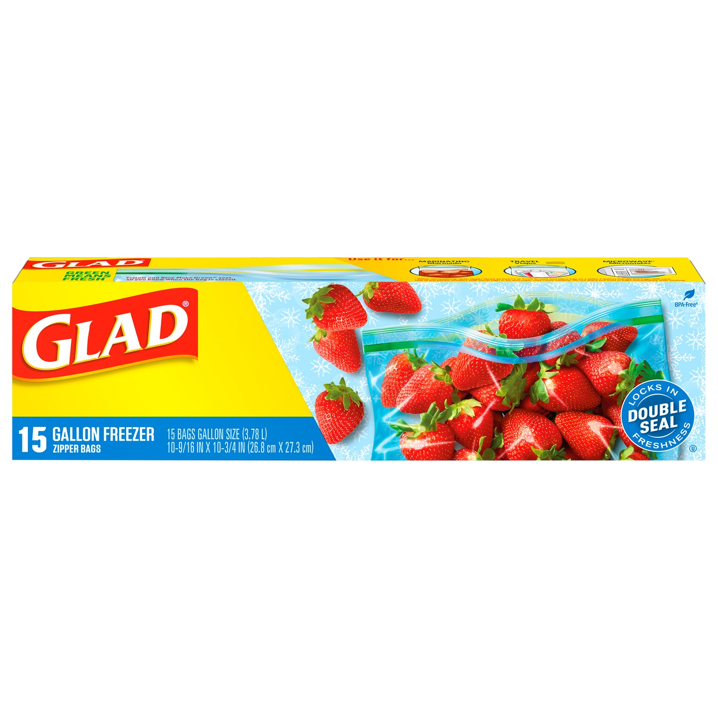 Glad Gallon Freezer Zipper Bags 15 ea