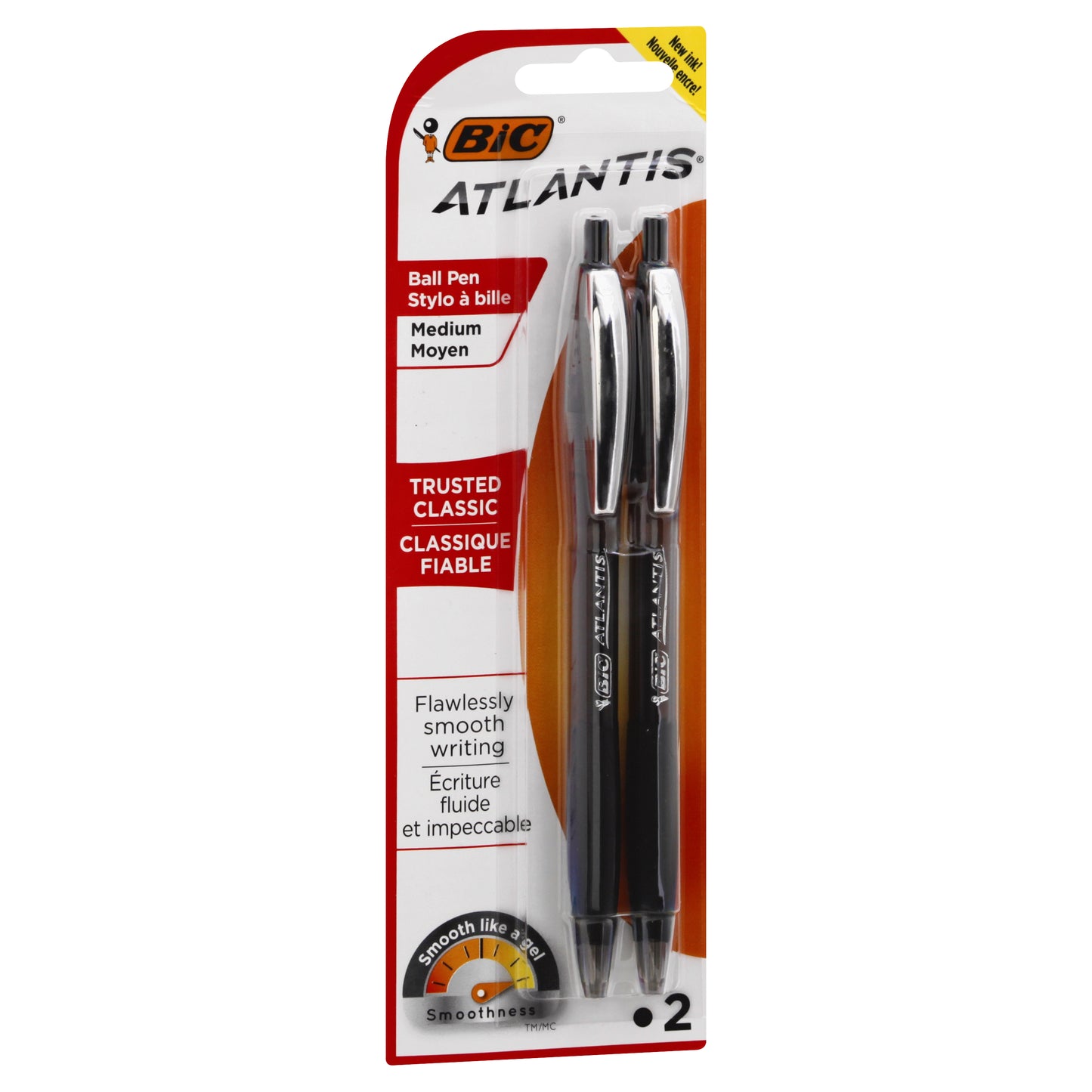 BiC Atlantis Medium Trusted Classic Black Ball Pens 2 ea
