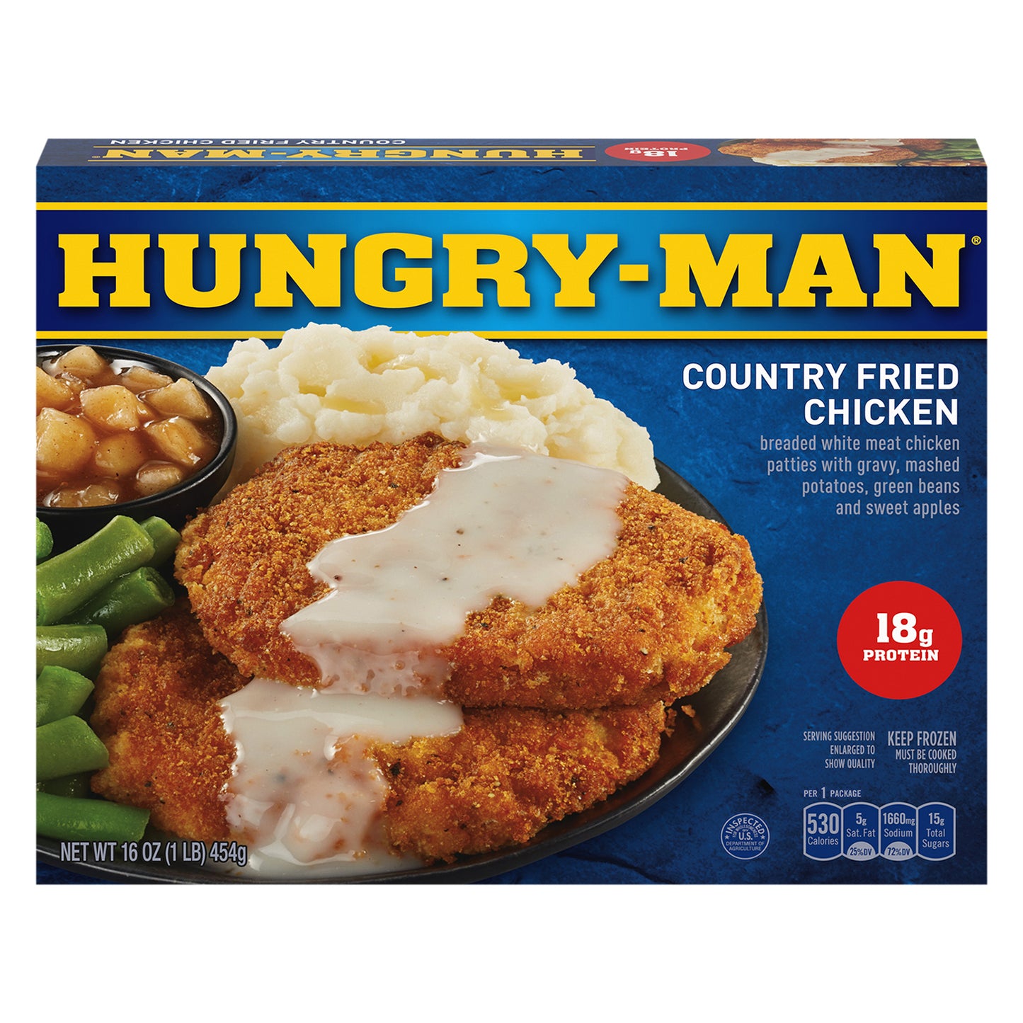 Hungry Man Country Fried Chicken Frozen Dinner, 16 oz.