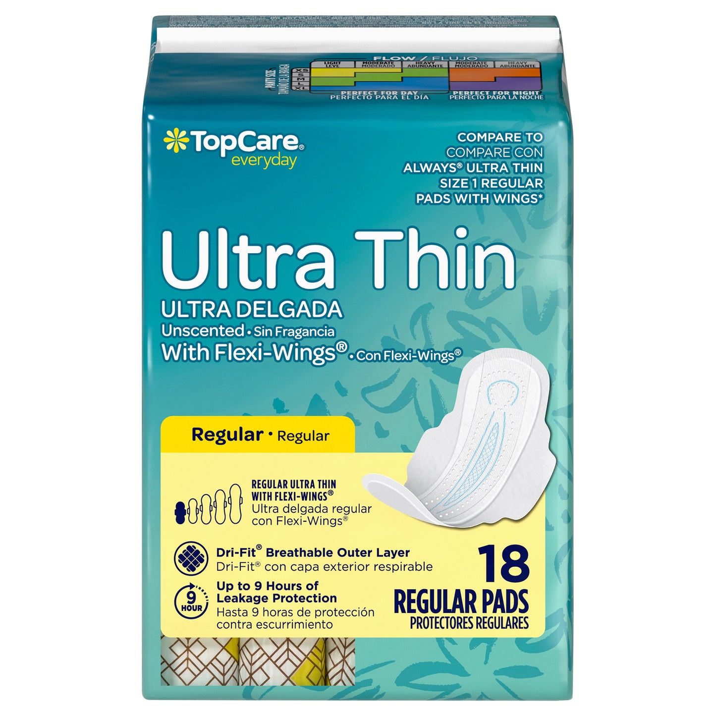 TopCare Everyday Regular Ultra Thin Unscented Pads with Flexi-Wings 18 ea