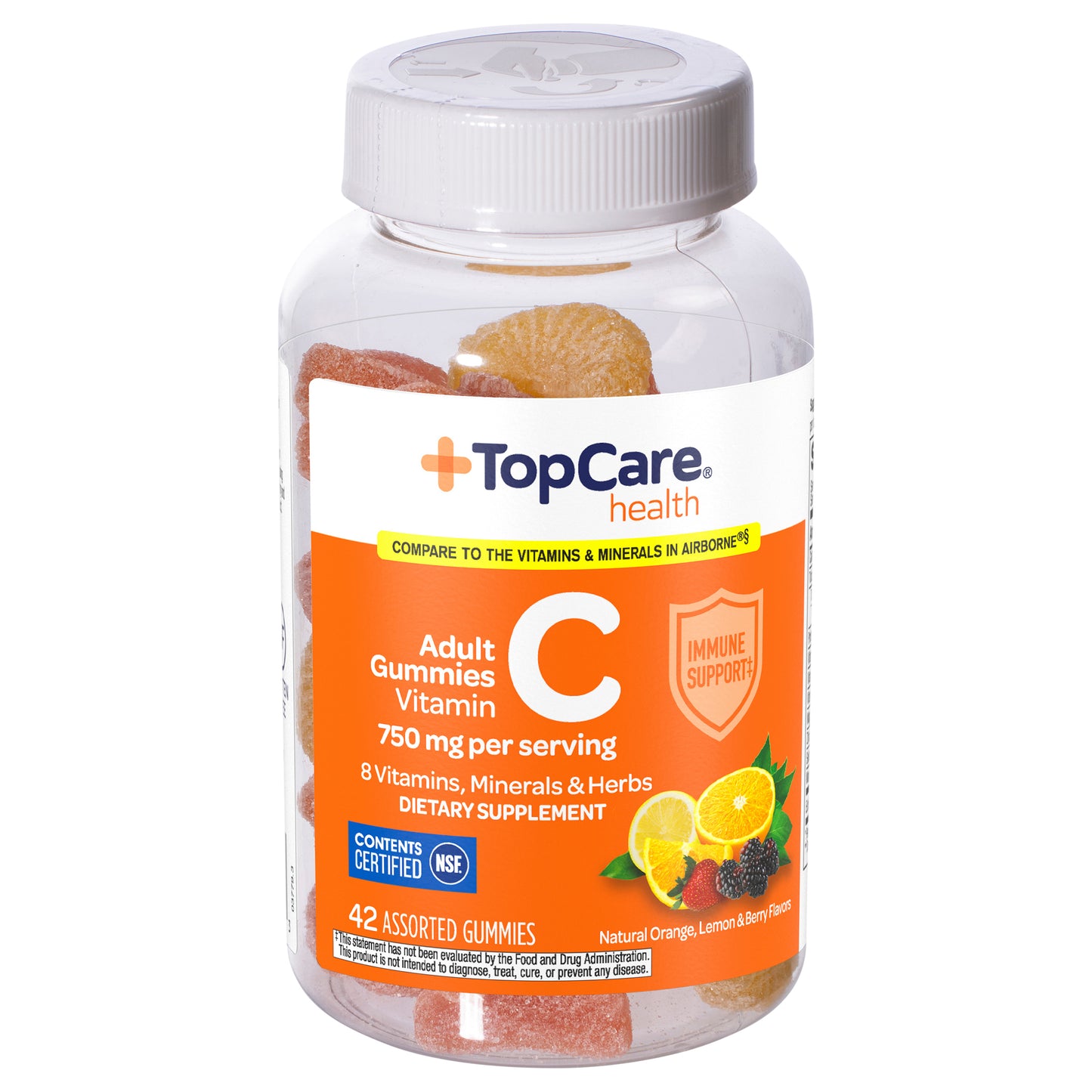 TopCare Health Adult 750 mg Natural Orange/Lemon & Berry Flavors Vitamin C 42 Gummies
