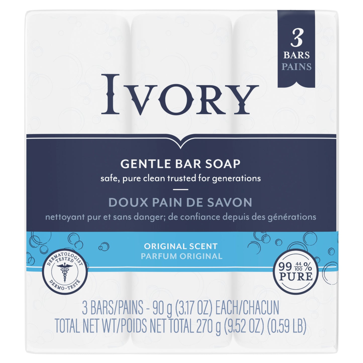 Ivory Gentle Bar Soap Original Scent 3.17 Oz., 3 Count