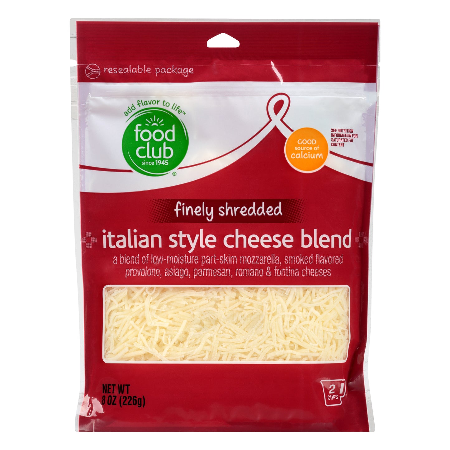 Food Club Finely Shredded Italian Style Cheese Blend 8 oz