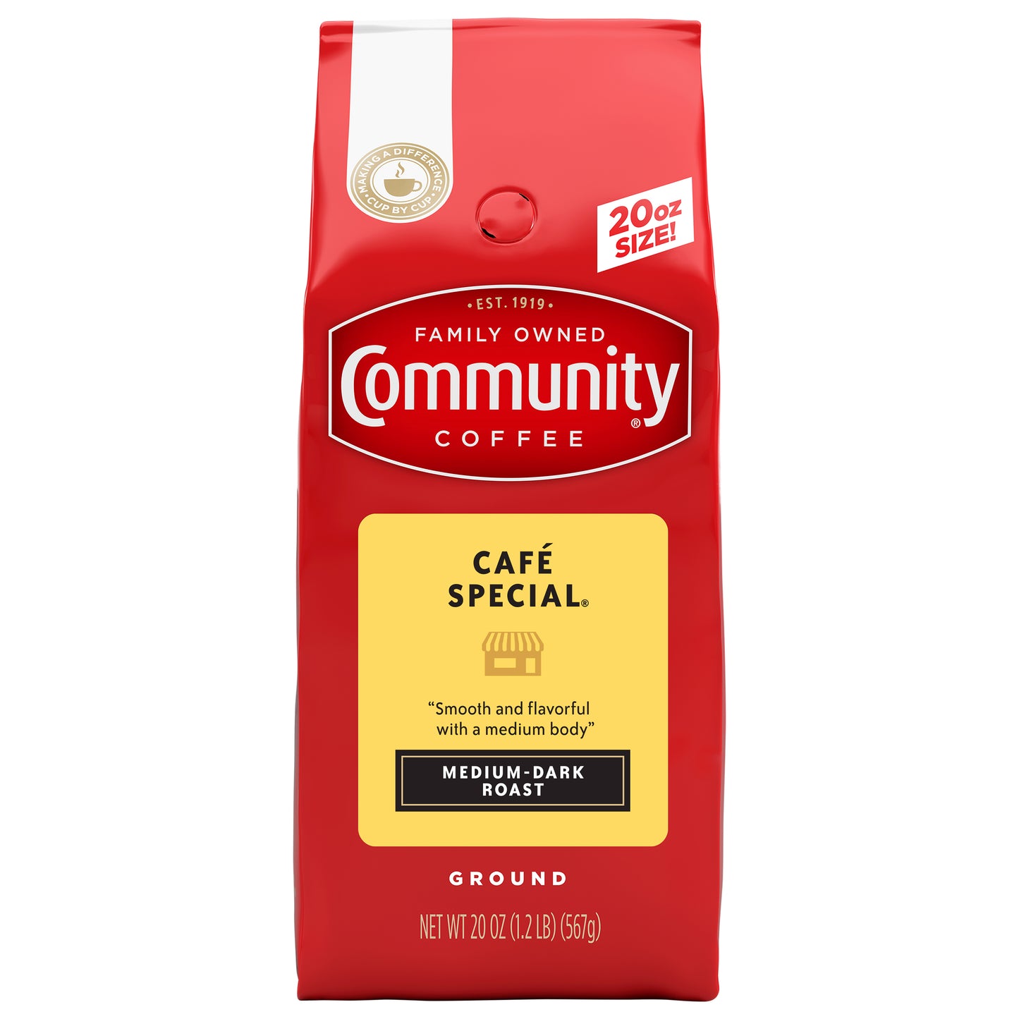 Community Coffee Café Special Medium-Dark Roast Ground 20 oz Gable Top