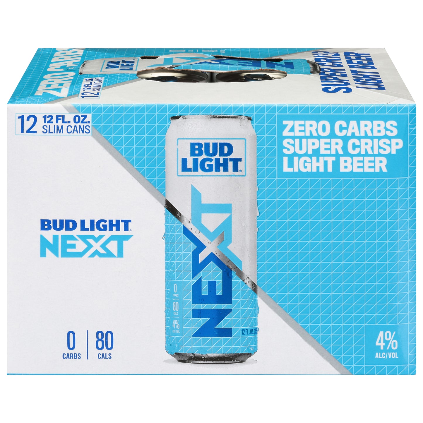 Bud Light Next Super Crisp Zero Carbs Light Beer 12 - 12 fl oz Slim Cans