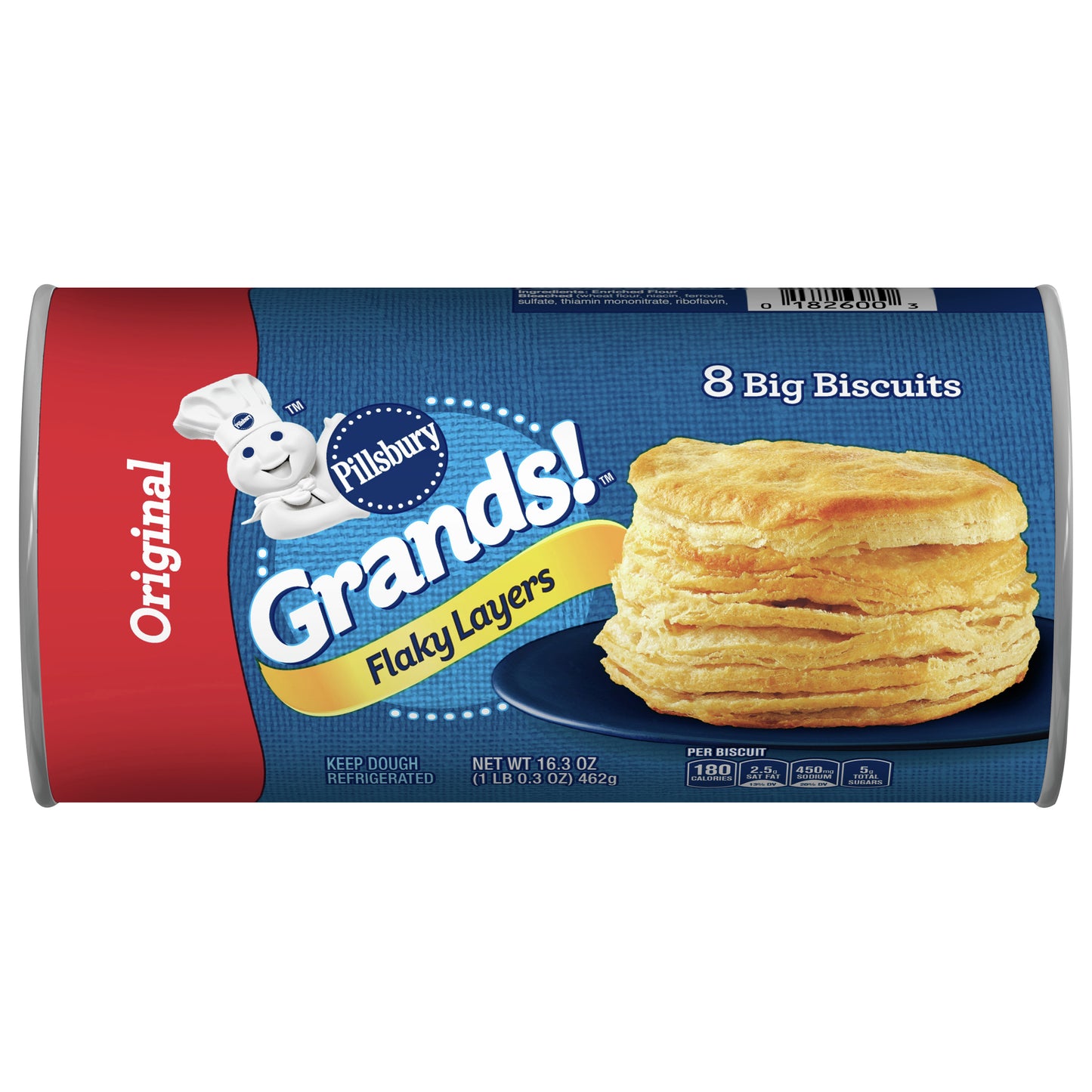 Pillsbury Grands! Flaky Layers, Original Refrigerated Biscuit Dough, 8 ct., 16.3 oz.