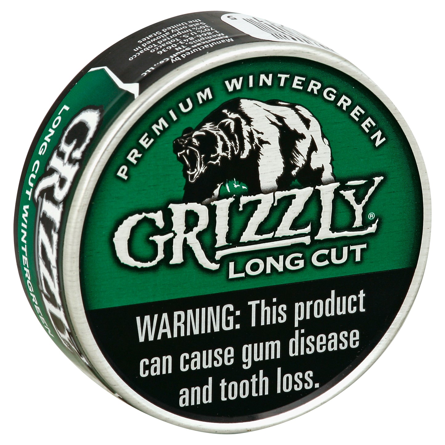 Grizzly Snuff 1.2 oz - LONG CUT PREMIUM WINTERGREEN
