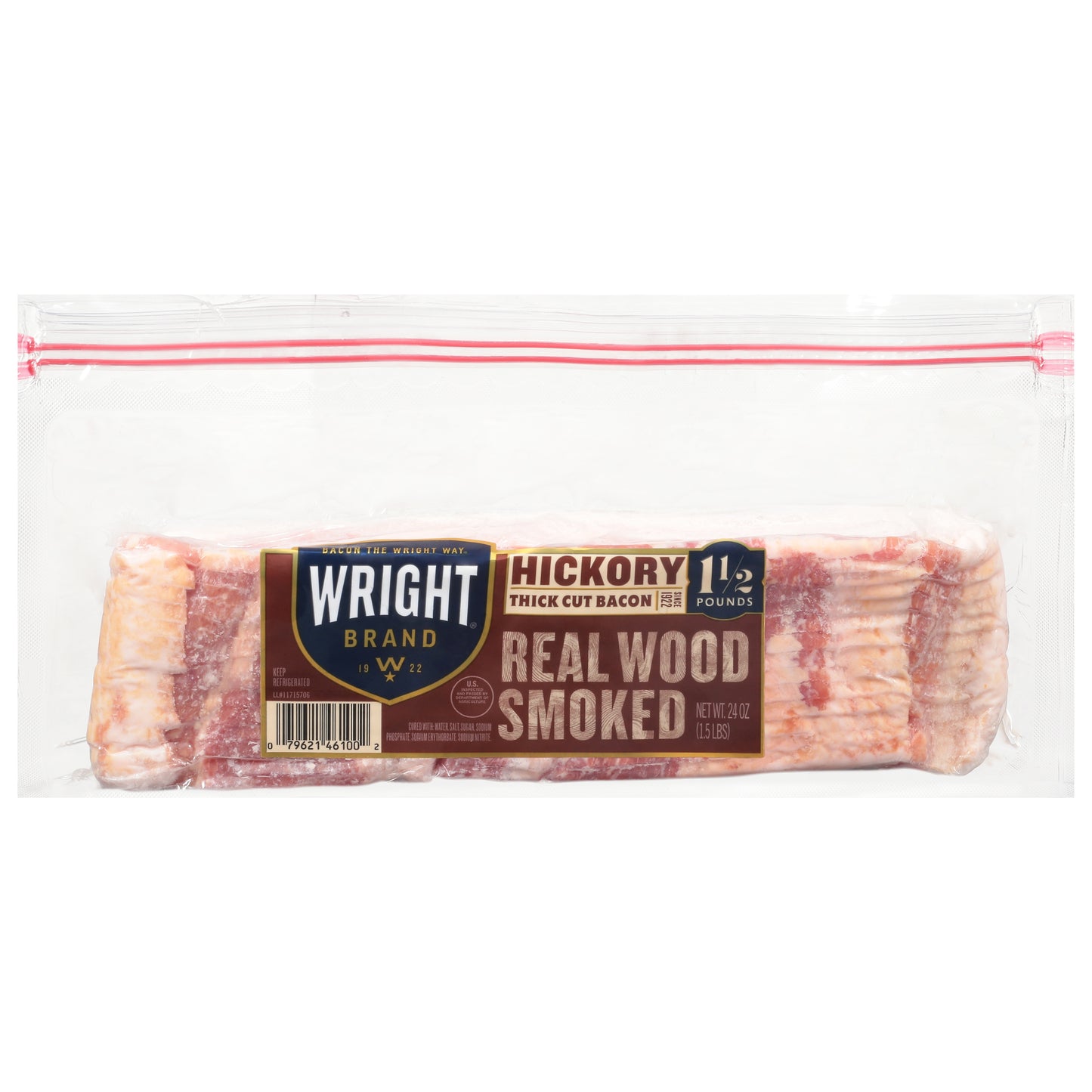 Wright Real Wood Smoked Thick Cut Hickory Bacon 24 oz