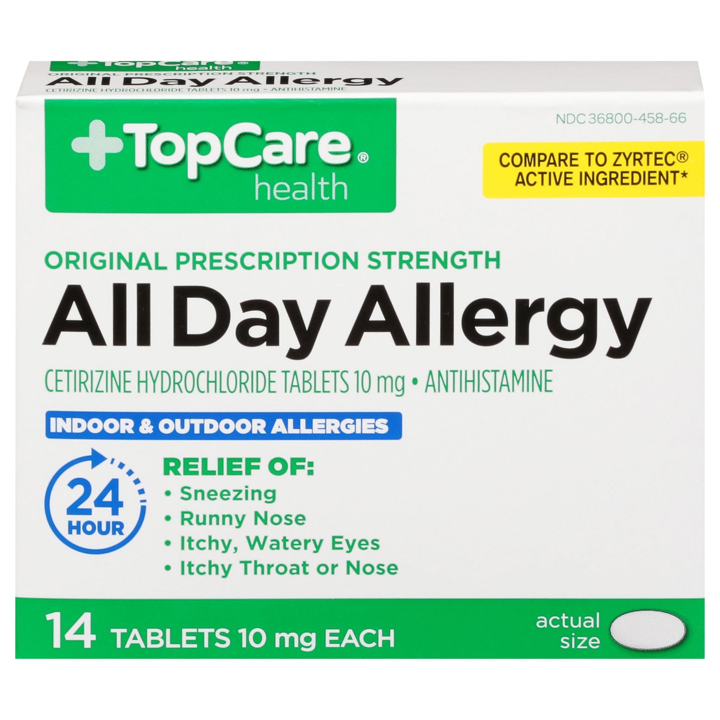 TopCare Health 10 mg Original Prescription Strength All Day Allergy Tablets 14 ea