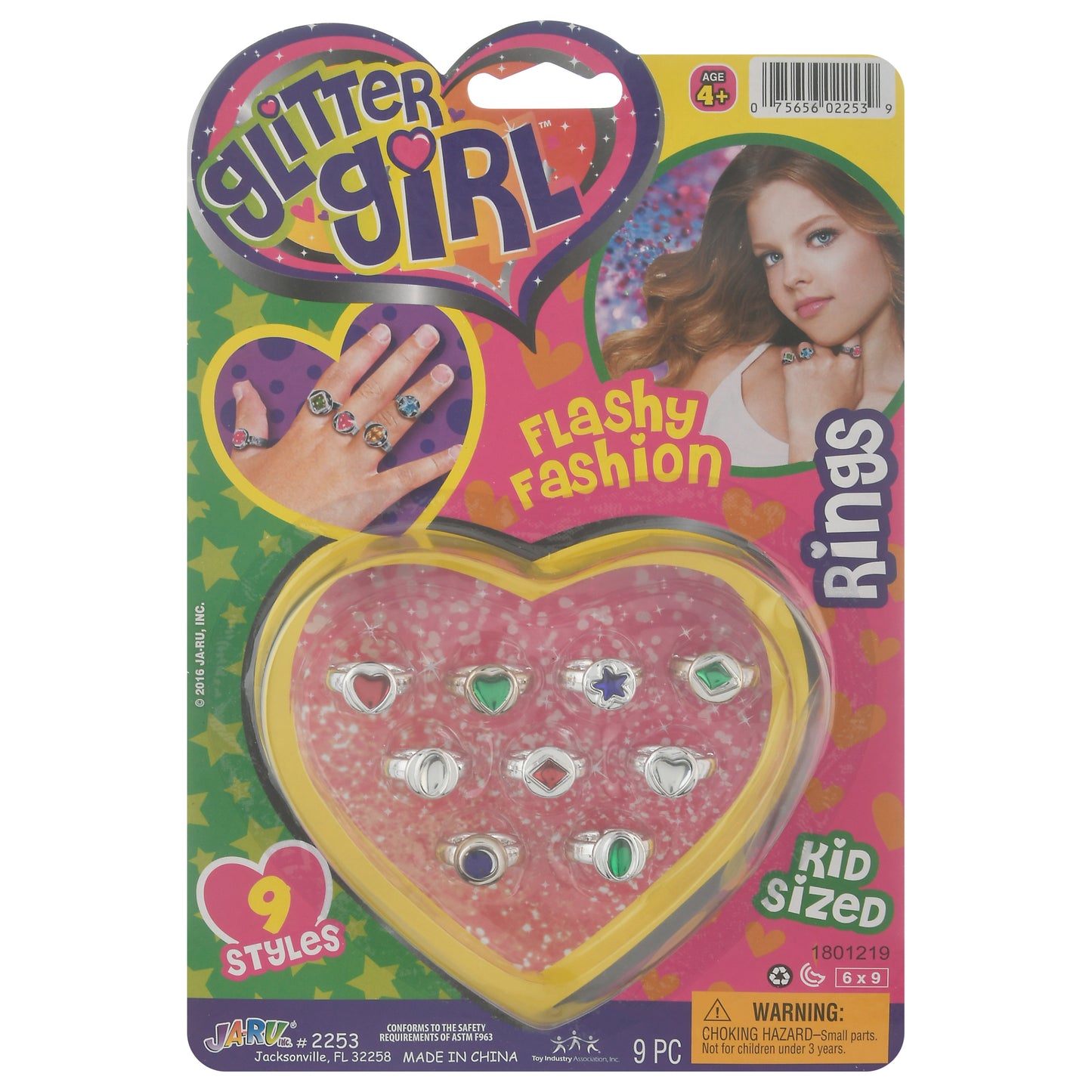 Glitter Girl Kid Sized Flashy Fashion Rings 1 ea
