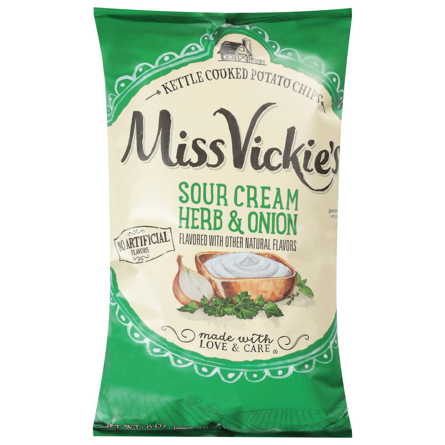 Miss Vickie's Kettle Cooked Sour Cream Herb & Onion Potato Chips 8 oz