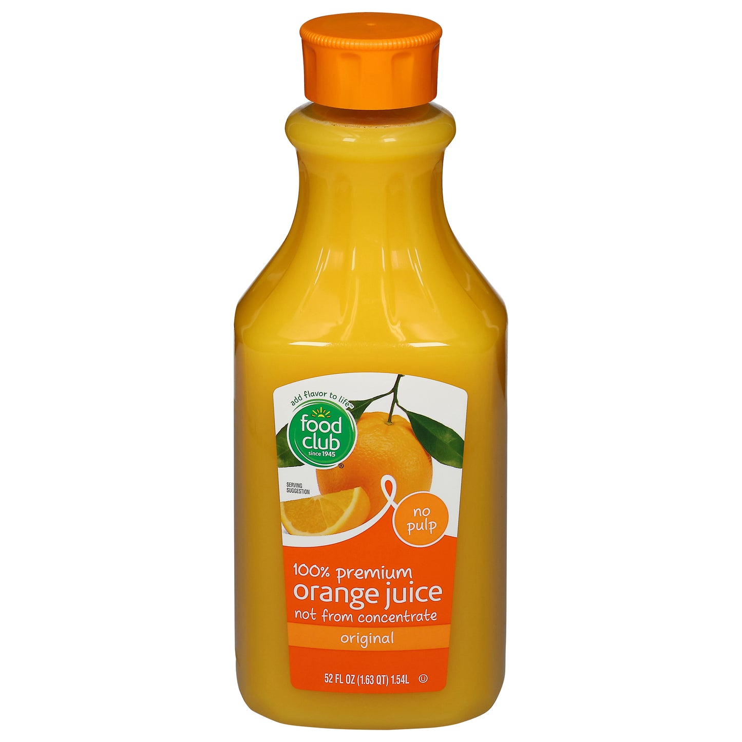 Food Club Original No Pulp 100% Premium Orange Juice 52 fl oz