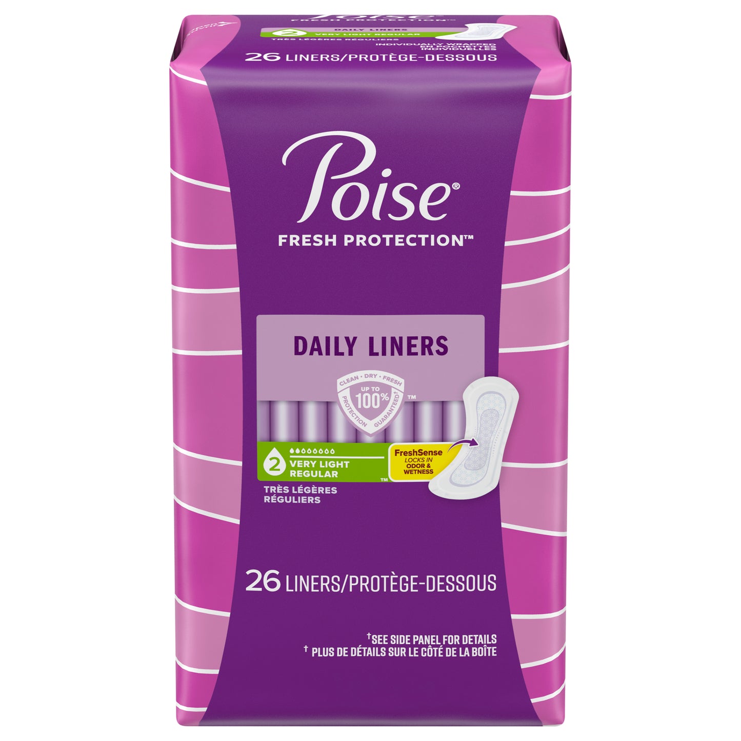 Poise Daily Incontinence Panty Liners, 2 Drop Very Light Absorbency, Regular, 26 Count of Pantiliners
